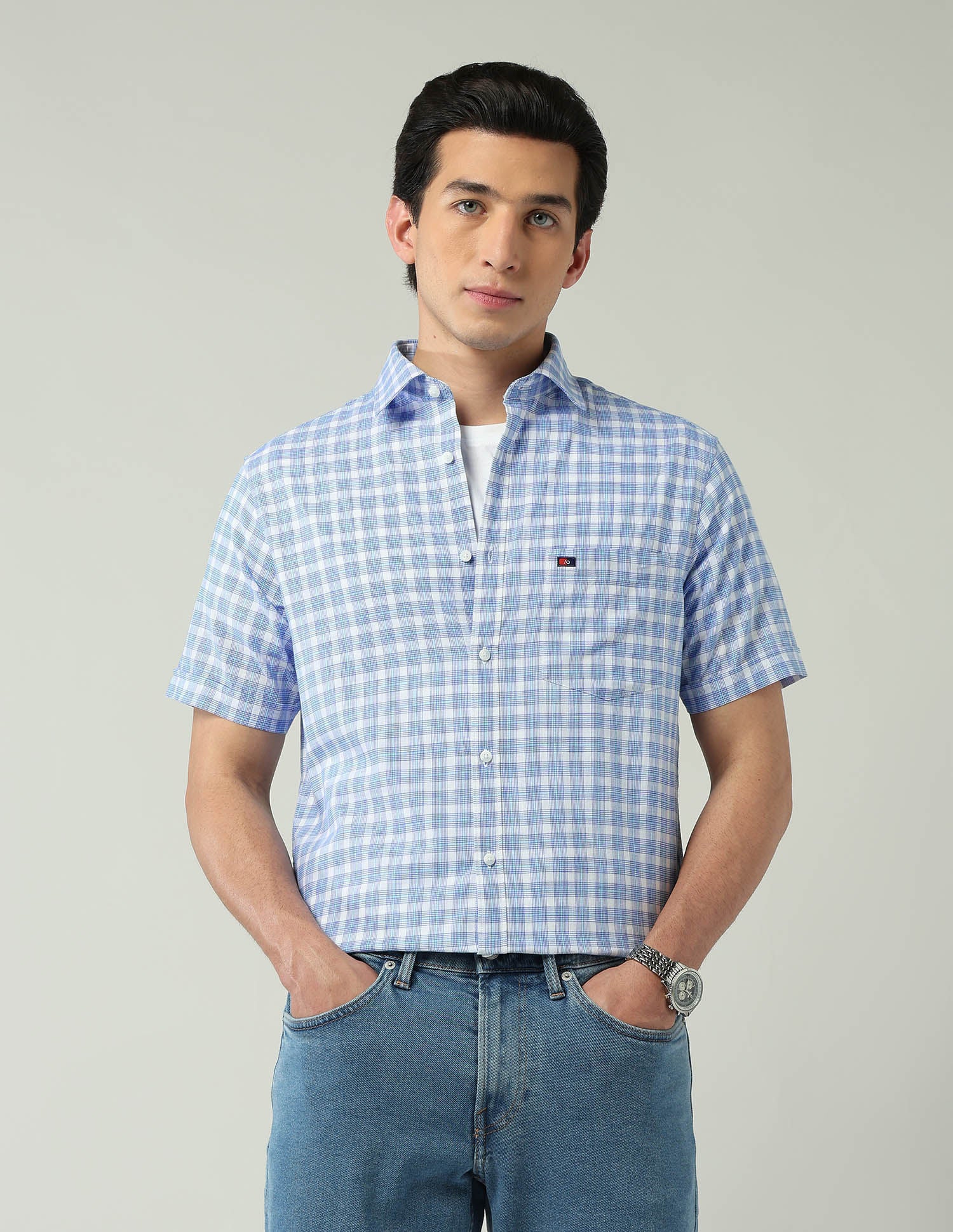 City Chronicles Modern Slim Fit Tartan Checked Shirt