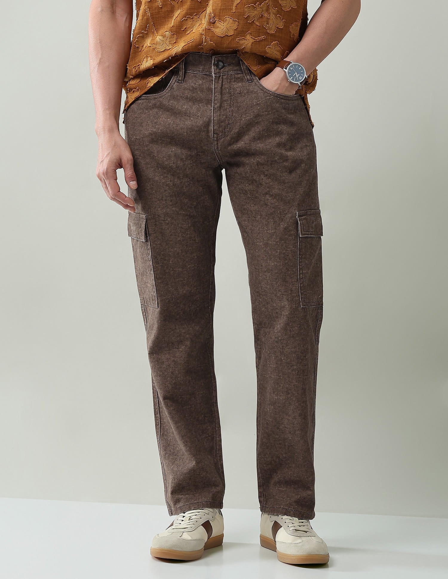 Textured Comfort Fit Cargos