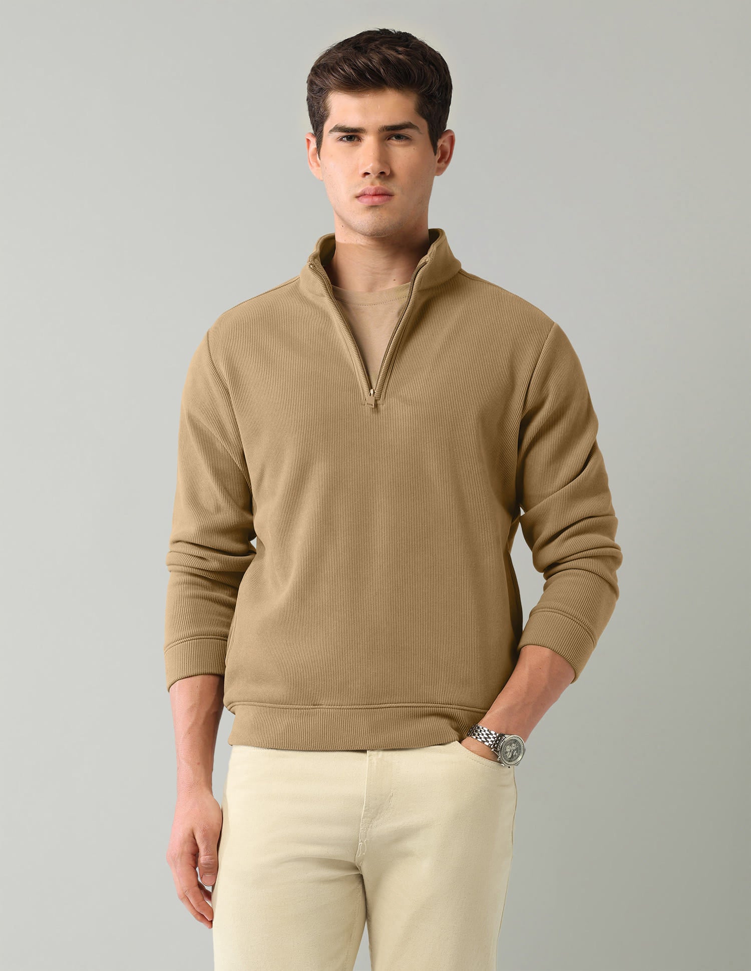 Textured Regular Fit Sweatshirt