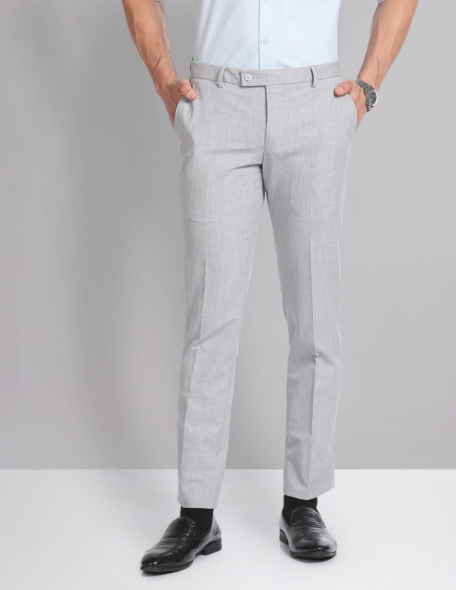 Heathered Smart Flex Formal Trousers