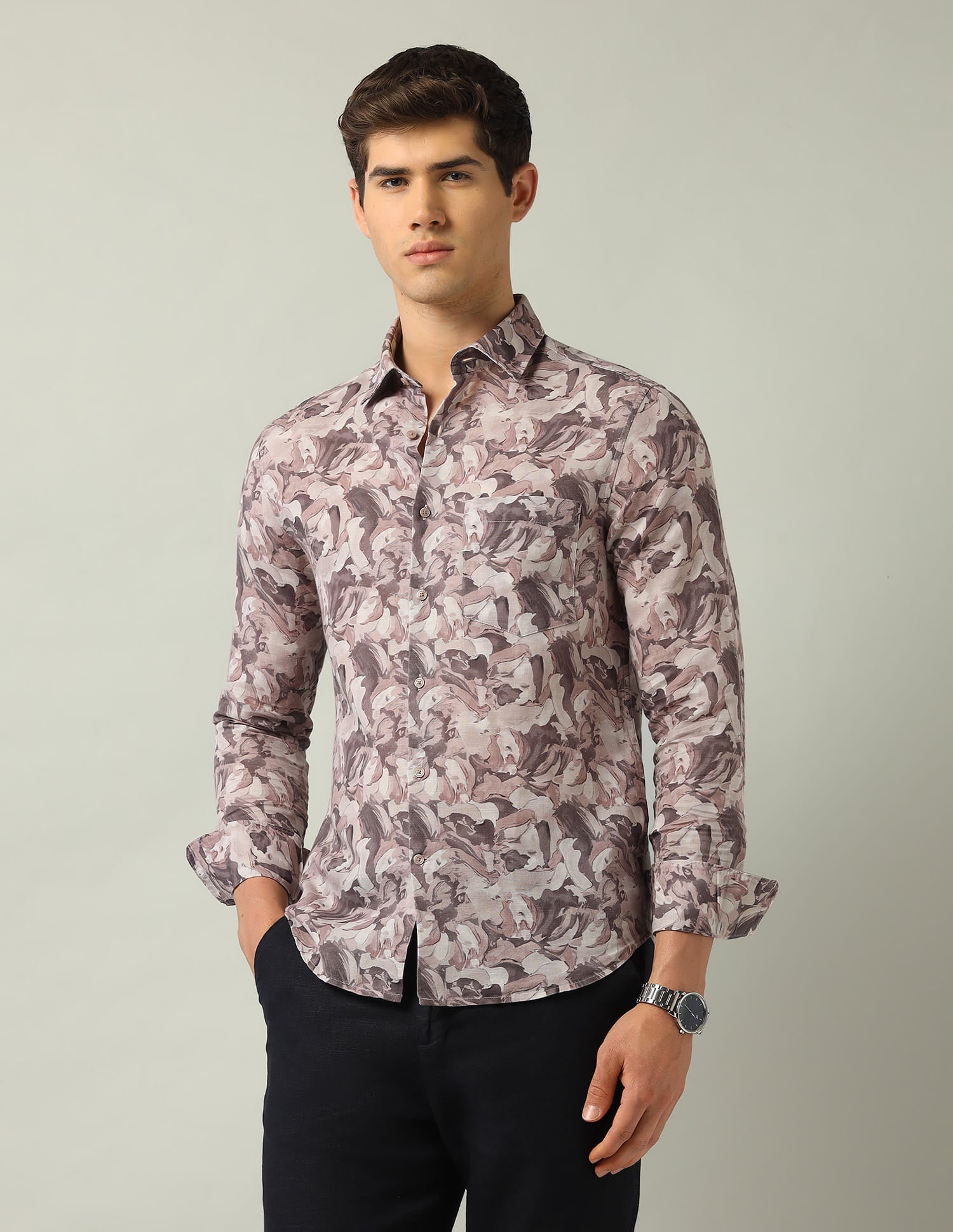 Abstract Printed Modern Slim Fit Shirt