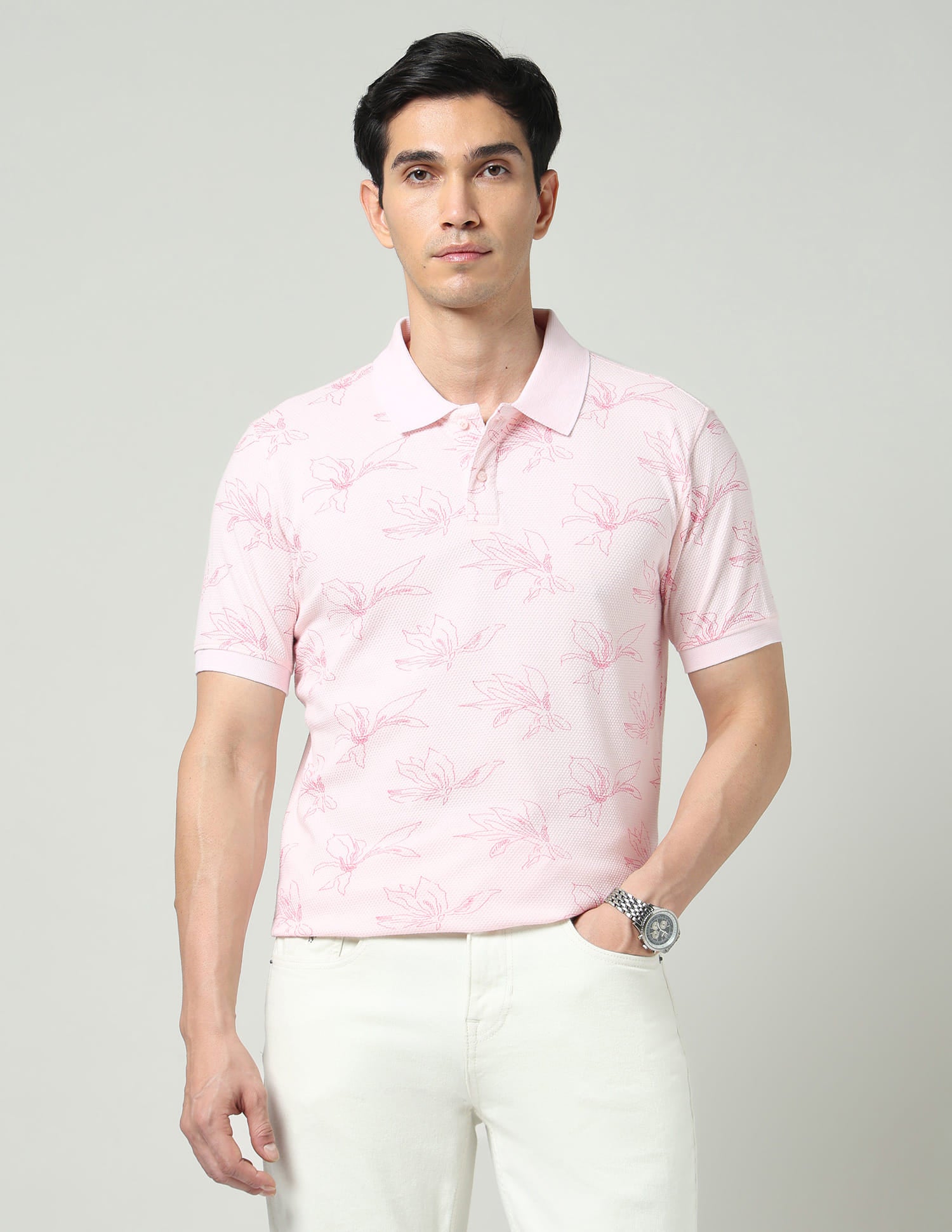 Vogue Fit Floral Printed Slim Fit Polo Shirt