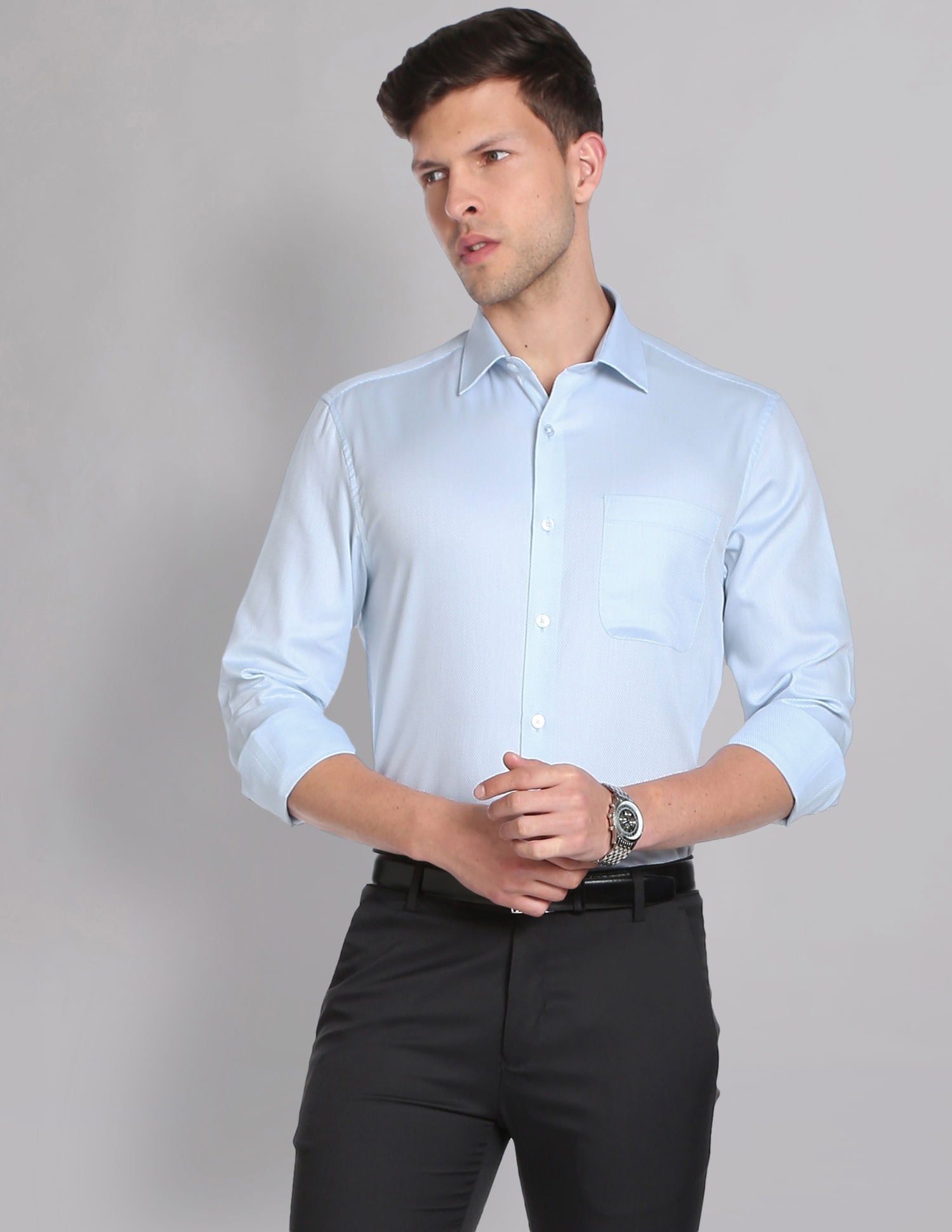 Smart & Solid Dobby Everlast Press Formal Shirt