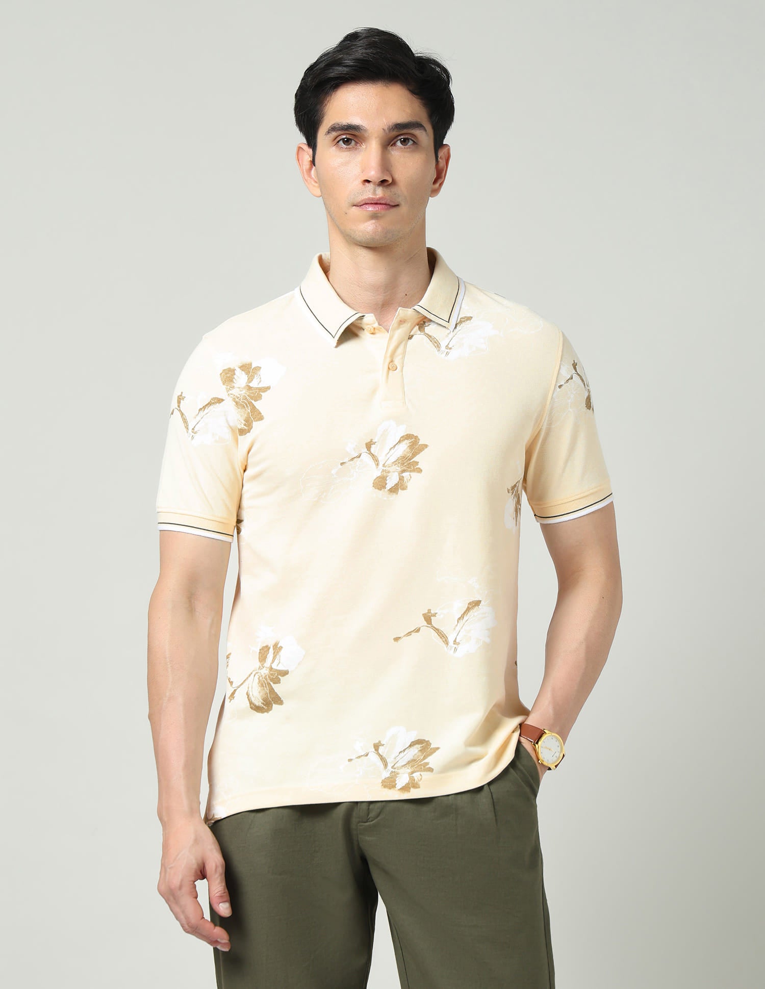 Vogue Fit Floral Printed Slim Fit Polo Shirt