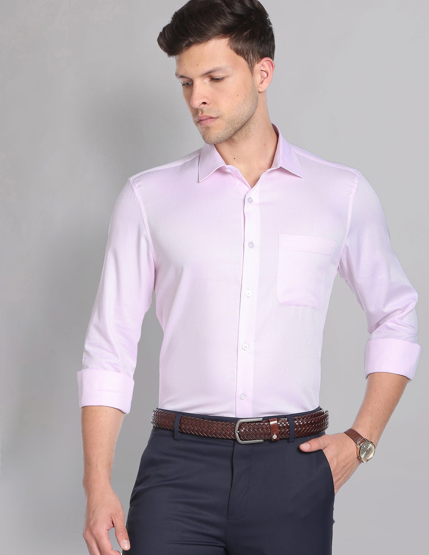 Solid Dobby Everlast Press Formal Shirt