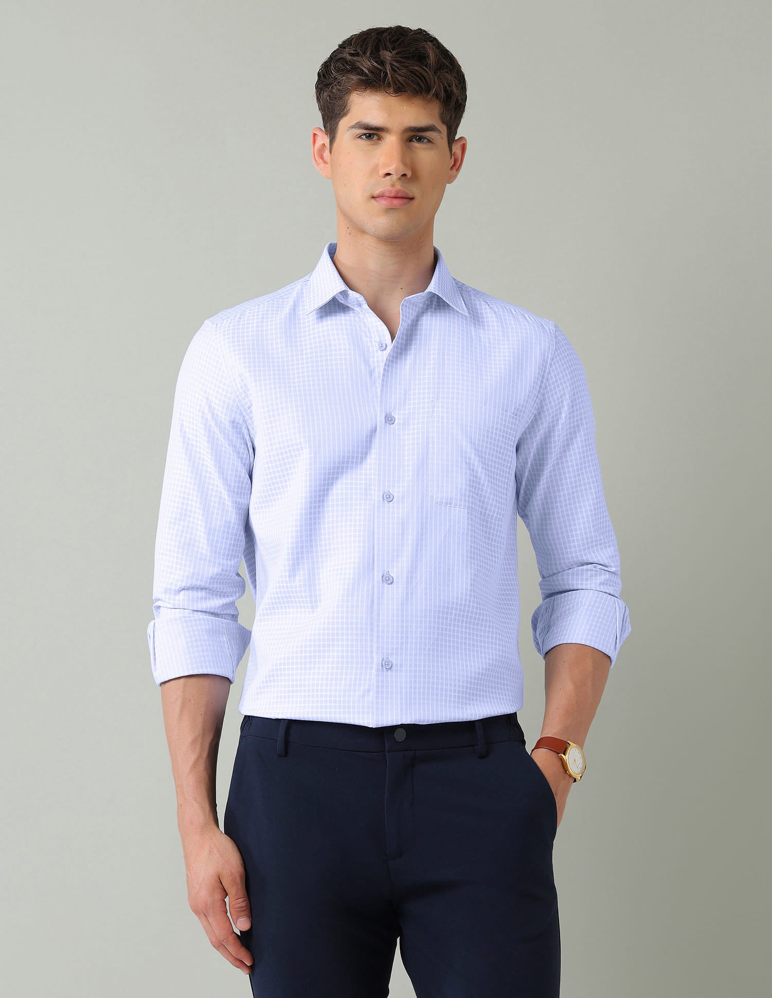 Micro Checked Dobby Weave Regular Fit Shirt