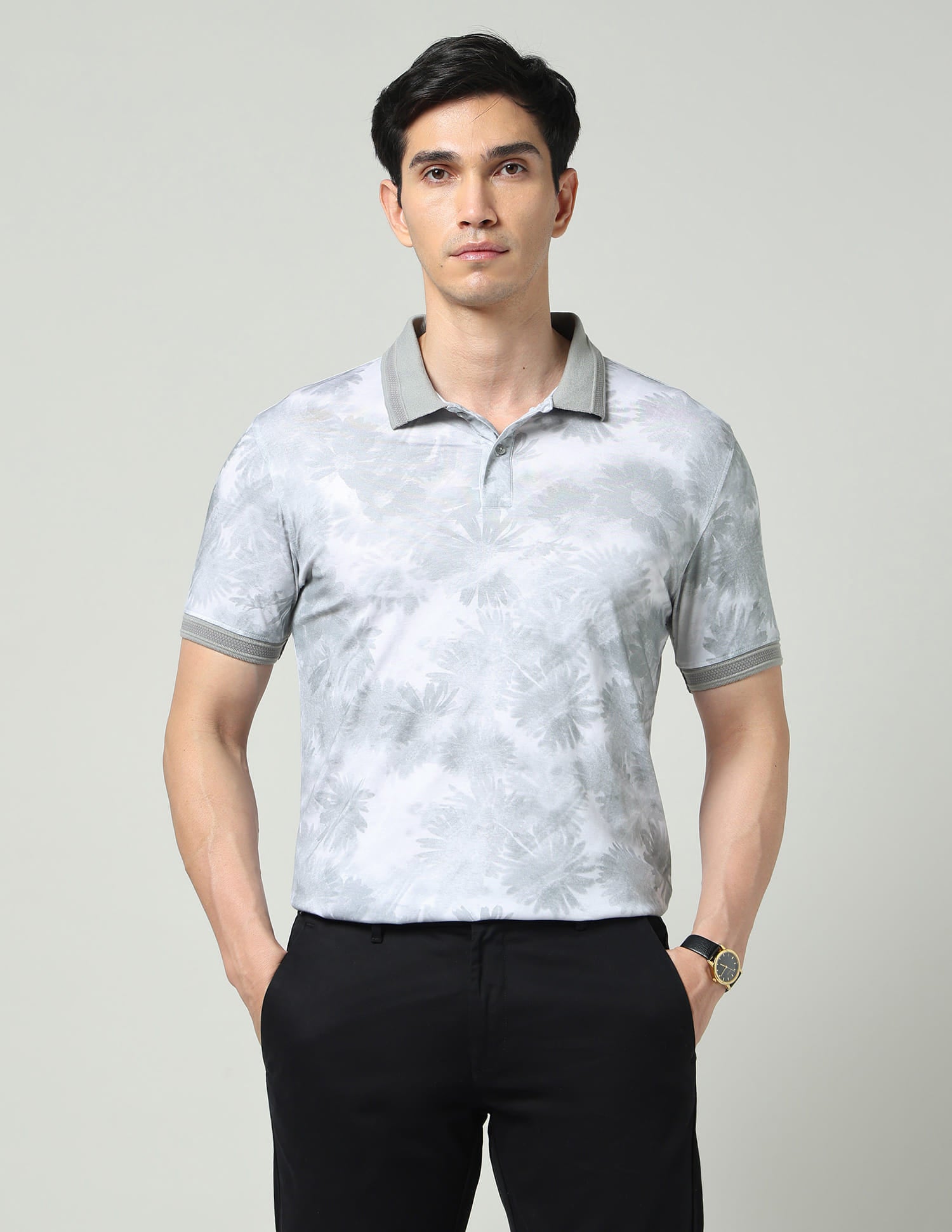 Vogue Fit Floral Printed Slim Fit Polo Shirt