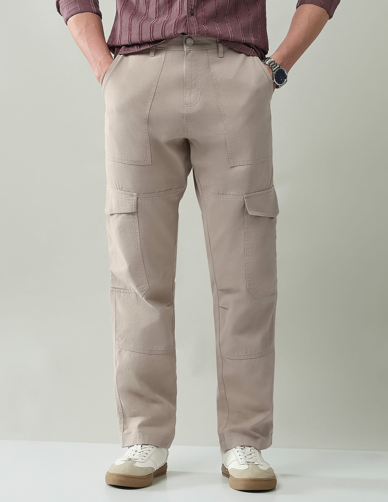 Wanderer Solid Regular Fit Cargos