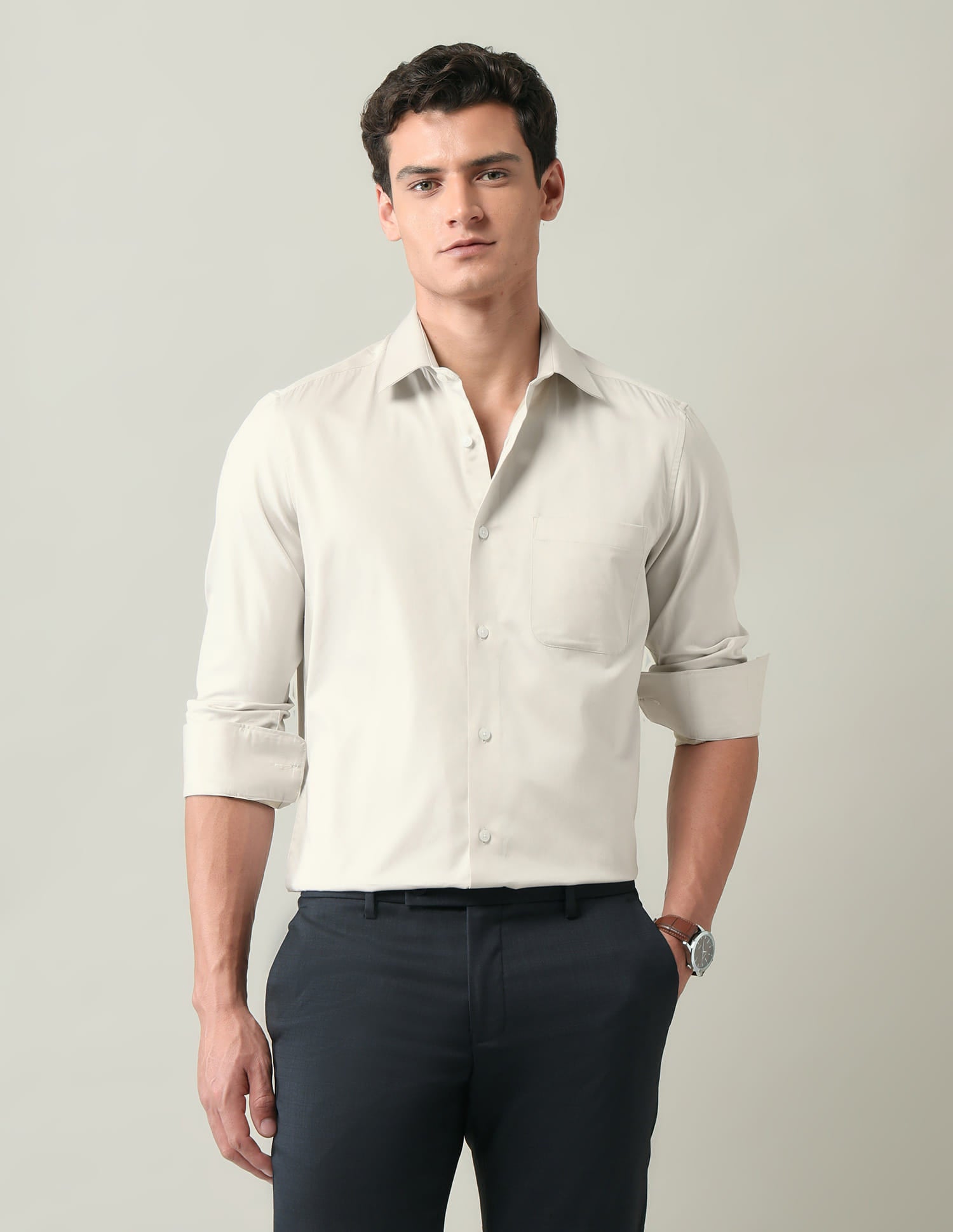 Solid Regular Fit Satin Shirt