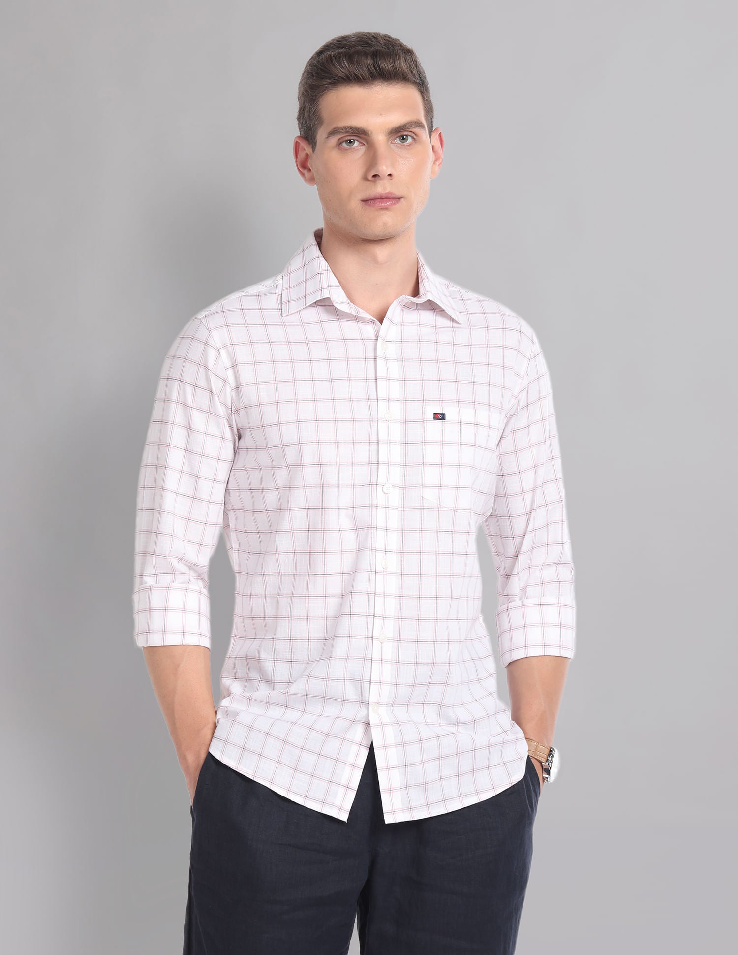 Modern-Edged Tartan Check Cotton Summer Shirt