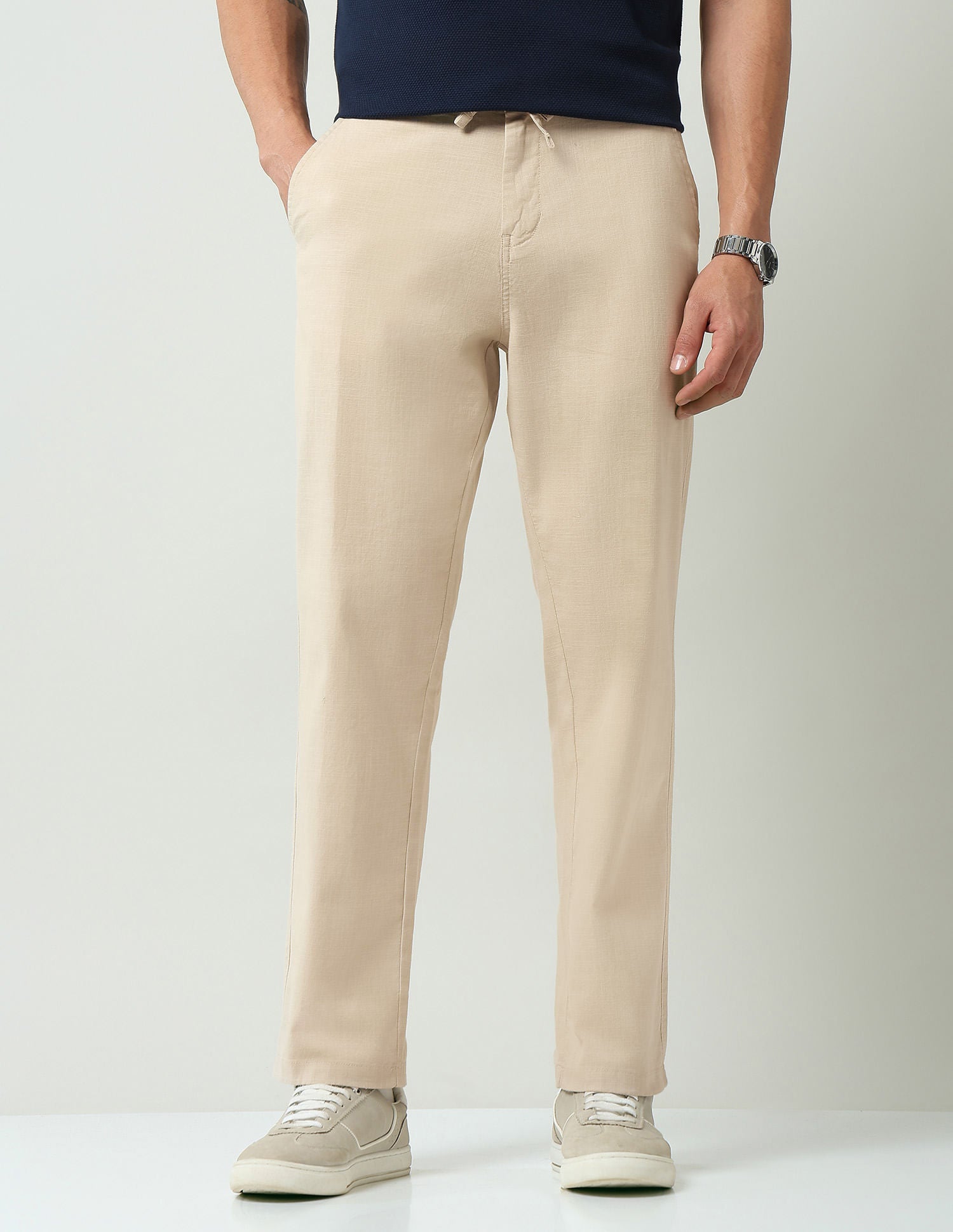 Work Essential mid Rise Regular Fit Trousers