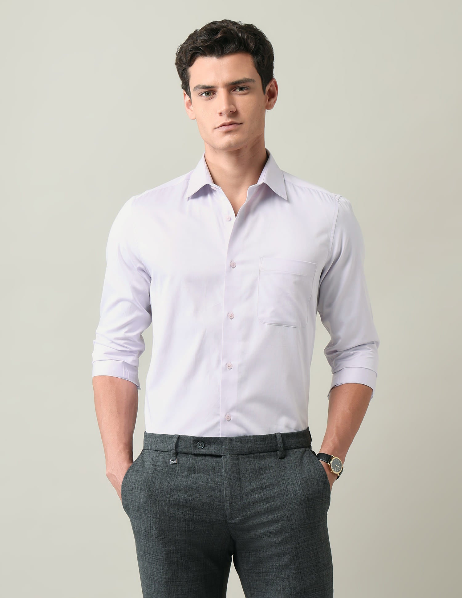 Solid Regular Fit Satin Shirt
