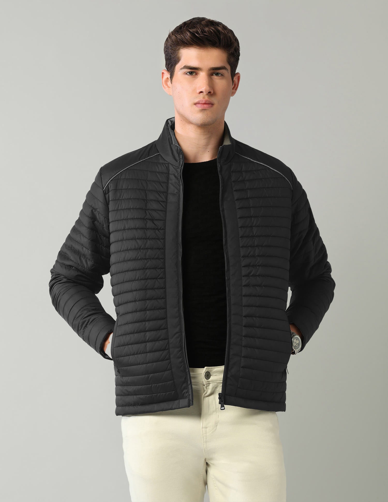 Solid Regular Fit Puffer Jacket