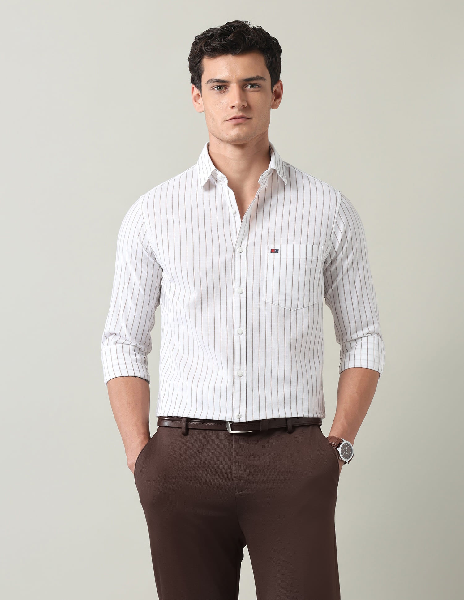 Classic Vertical Striped Slim Fit Shirt
