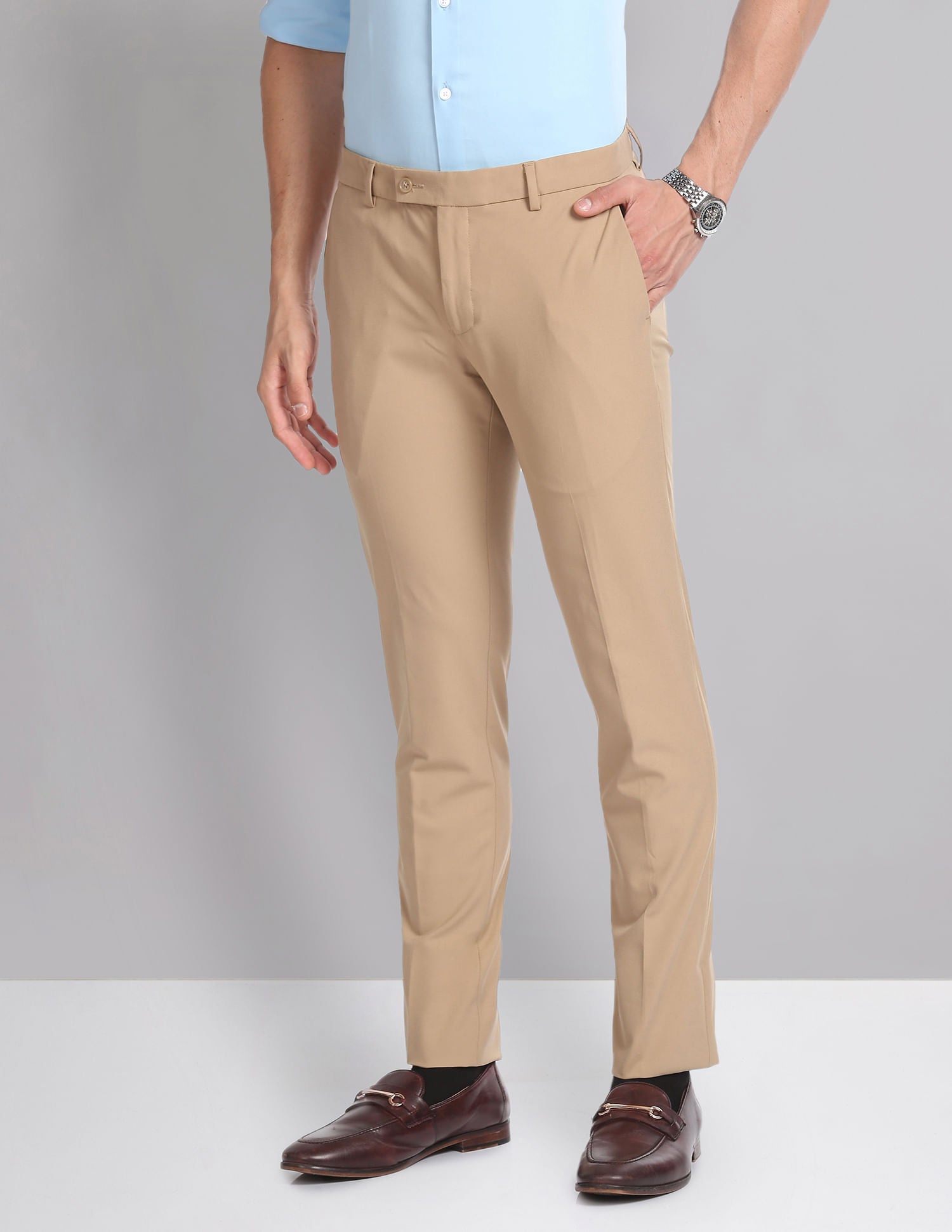 Must-Have Solid Smart Flex Formal Trousers