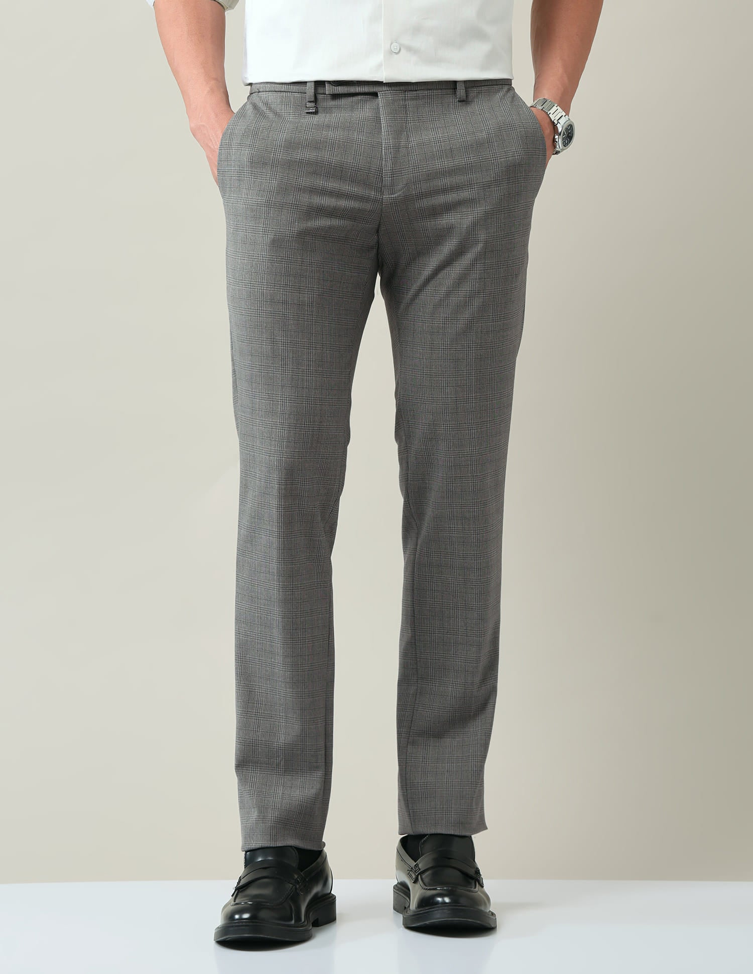 Checked Dobby Regular Fit Trousers