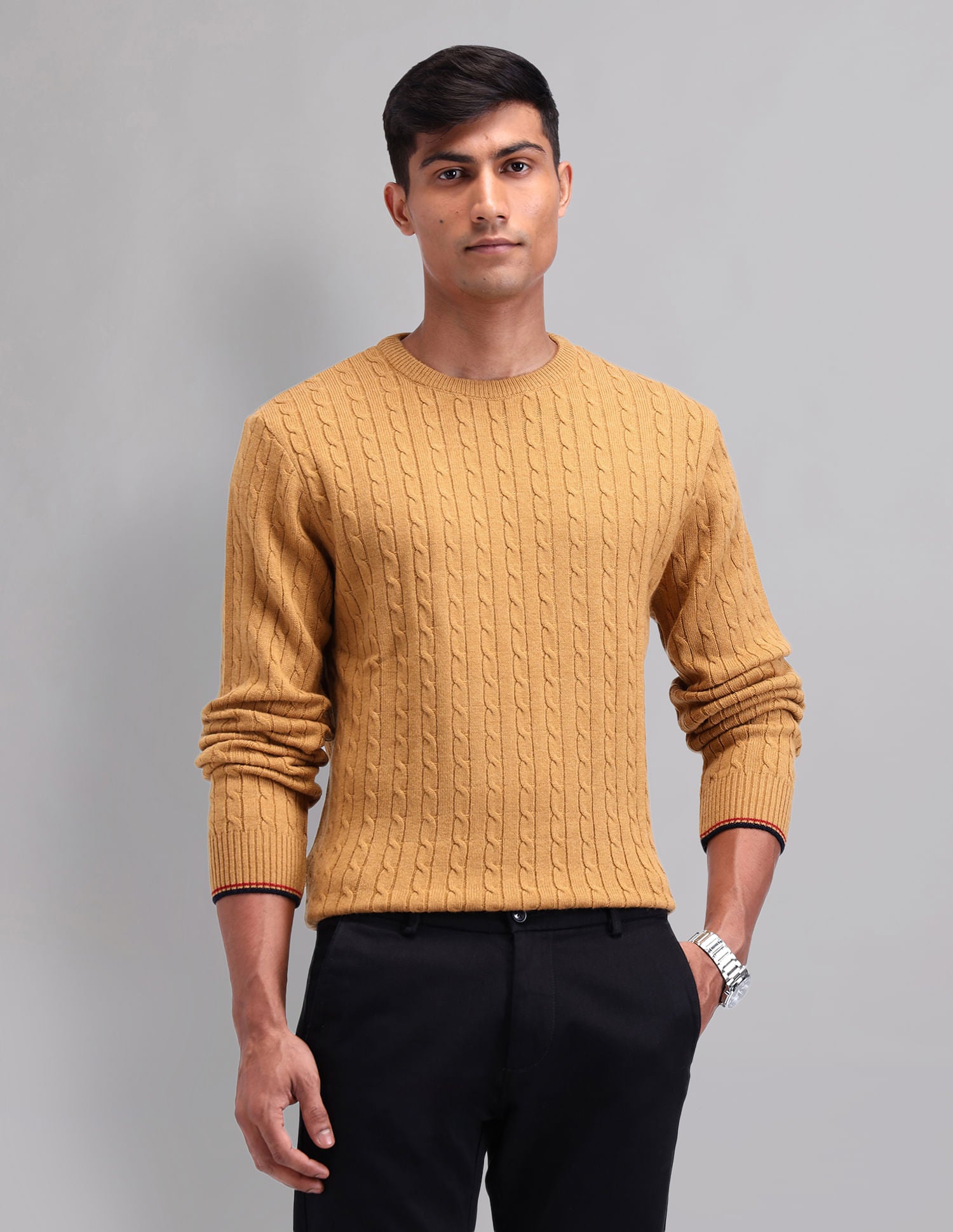 Elevated Essential Modern Slim Fit Patterned Knit Sweater