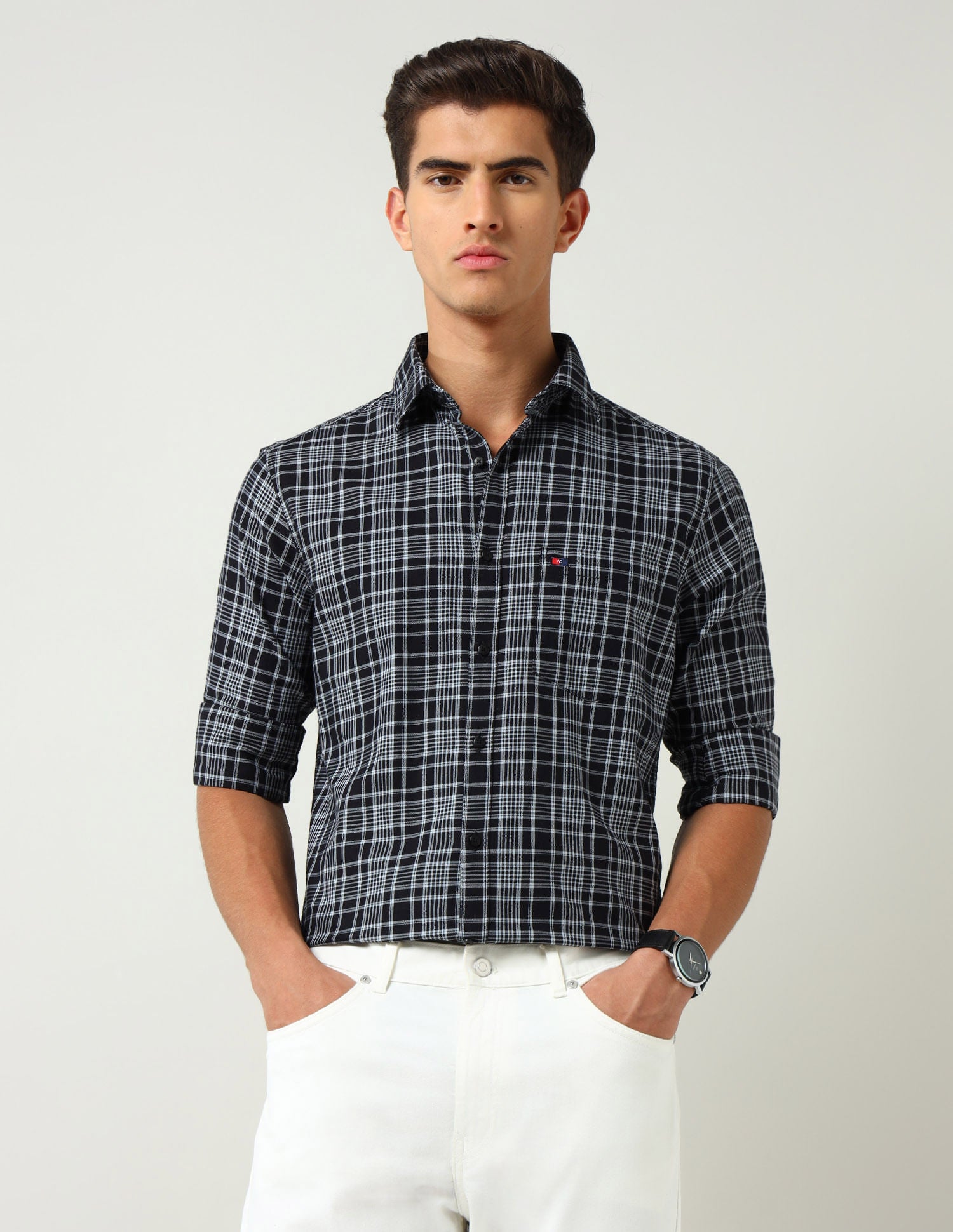 City Chronicles Modern Slim Fit Tartan Checked Shirt