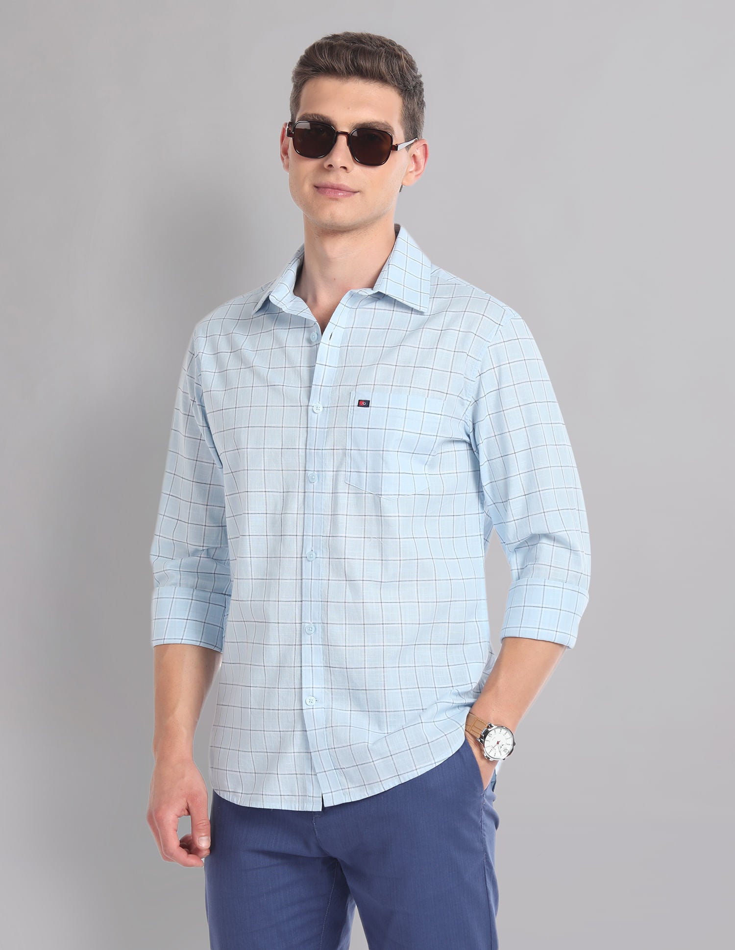 Modern-Edged Tartan Check Cotton Summer Shirt