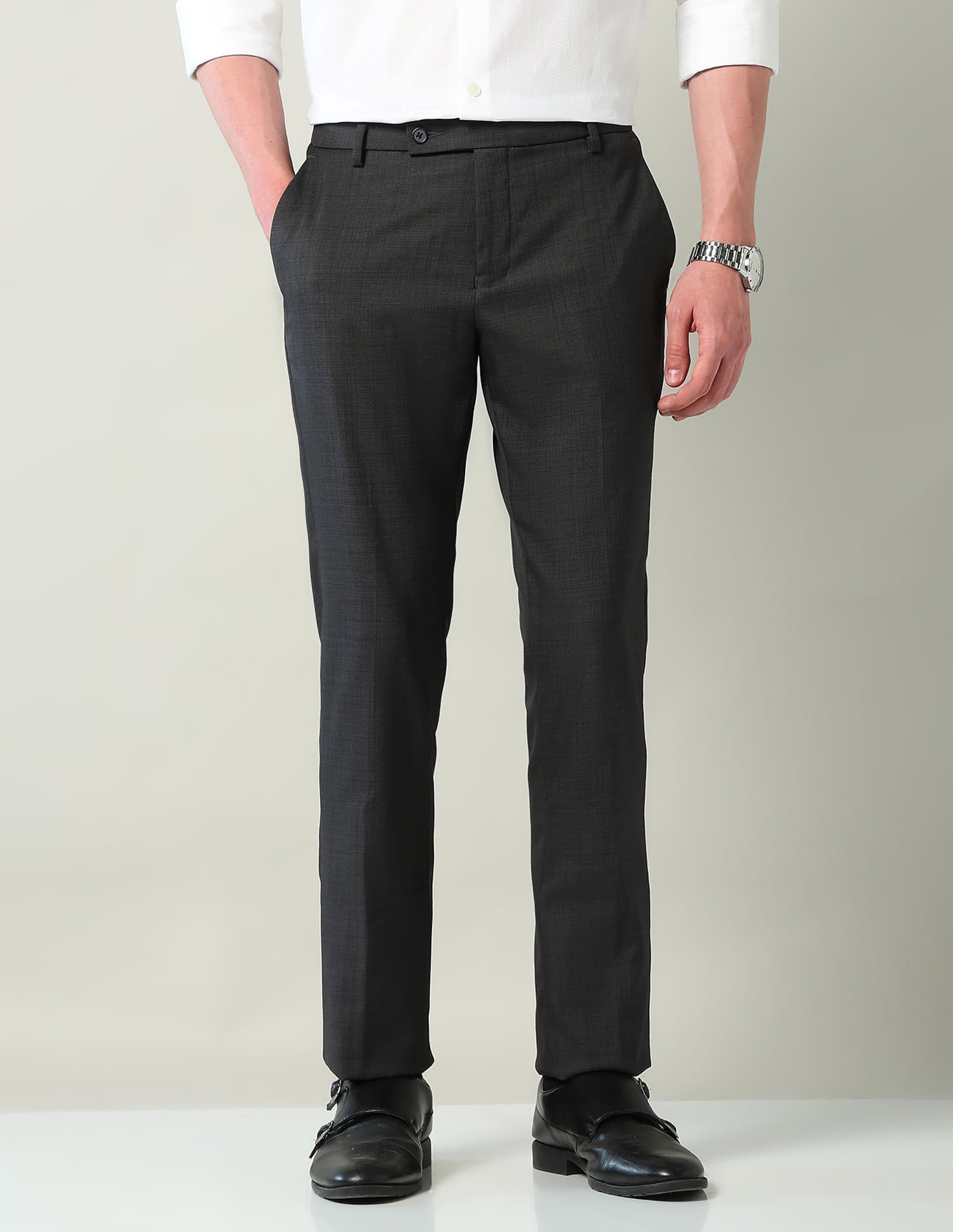Mid Rise Regular Fit Formal Trousers