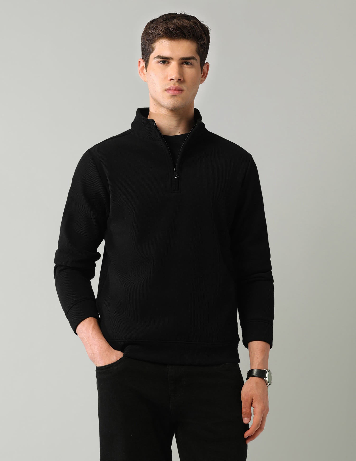 Textured Regular Fit Sweatshirt