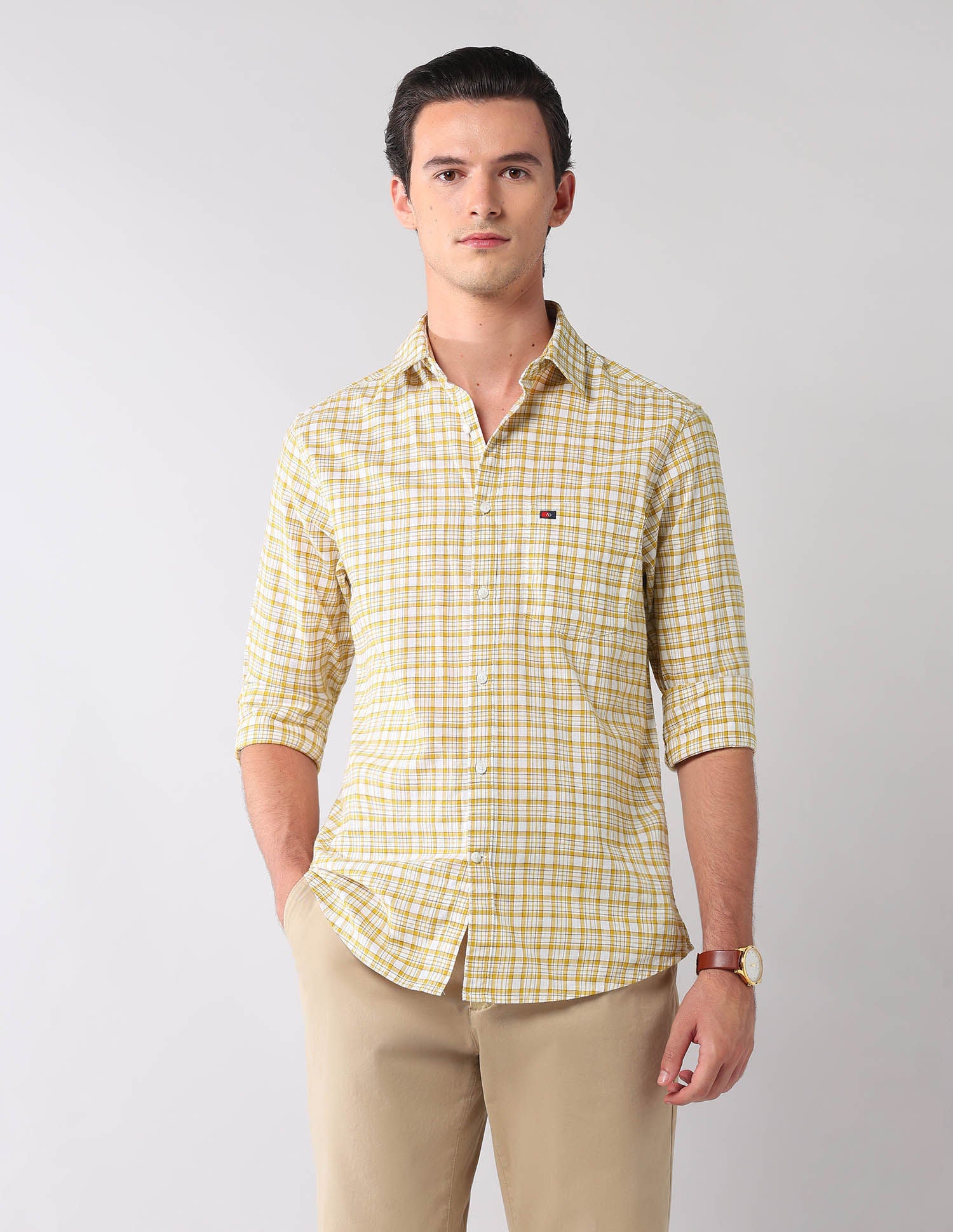 City Chronicles Modern Slim Fit Tartan Checked Shirt