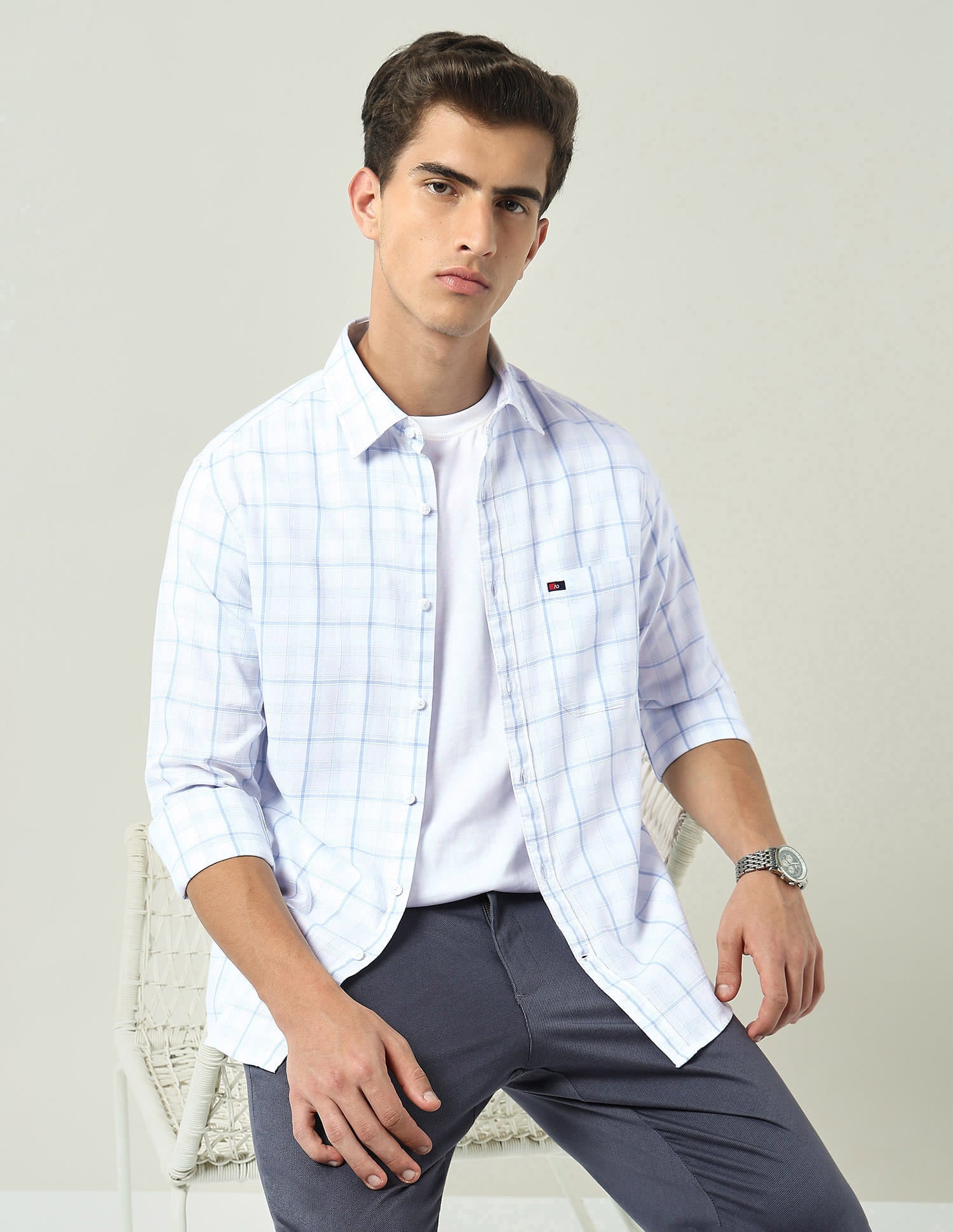 City Chronicles Modern Slim Fit Tartan Checked Shirt