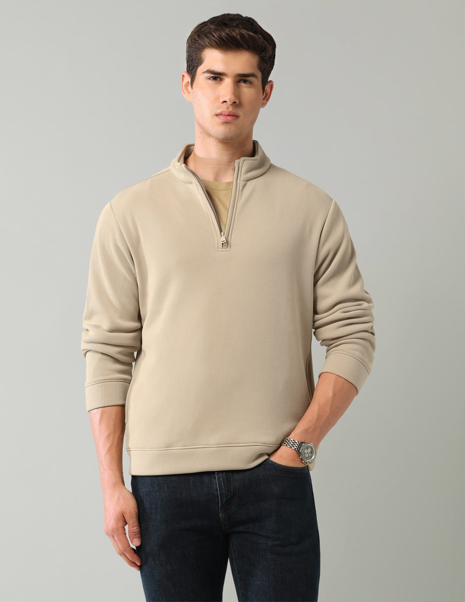 Textured Regular Fit Sweatshirt