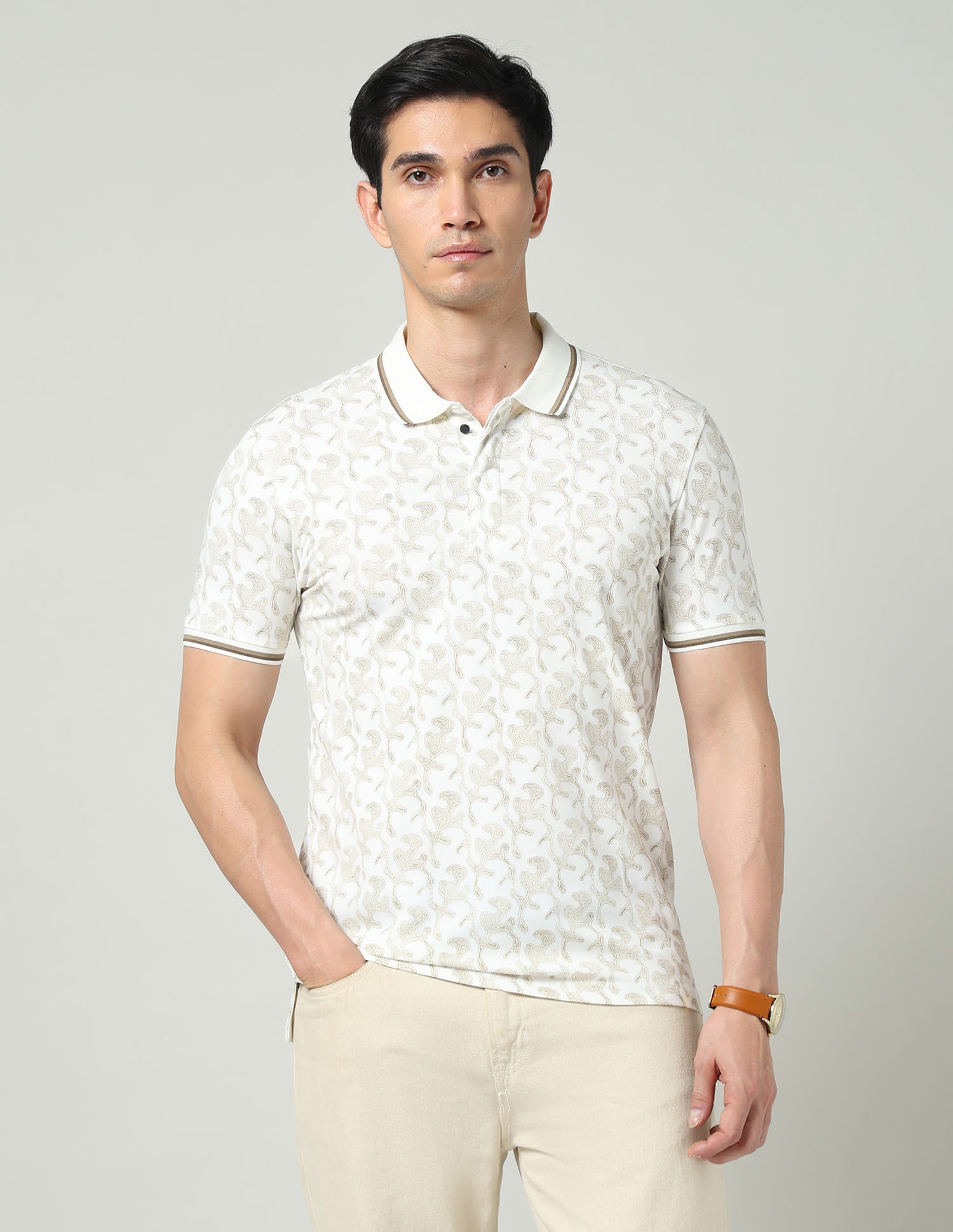 Vintage Cool Geometric Print Slim Fit Polo Shirt