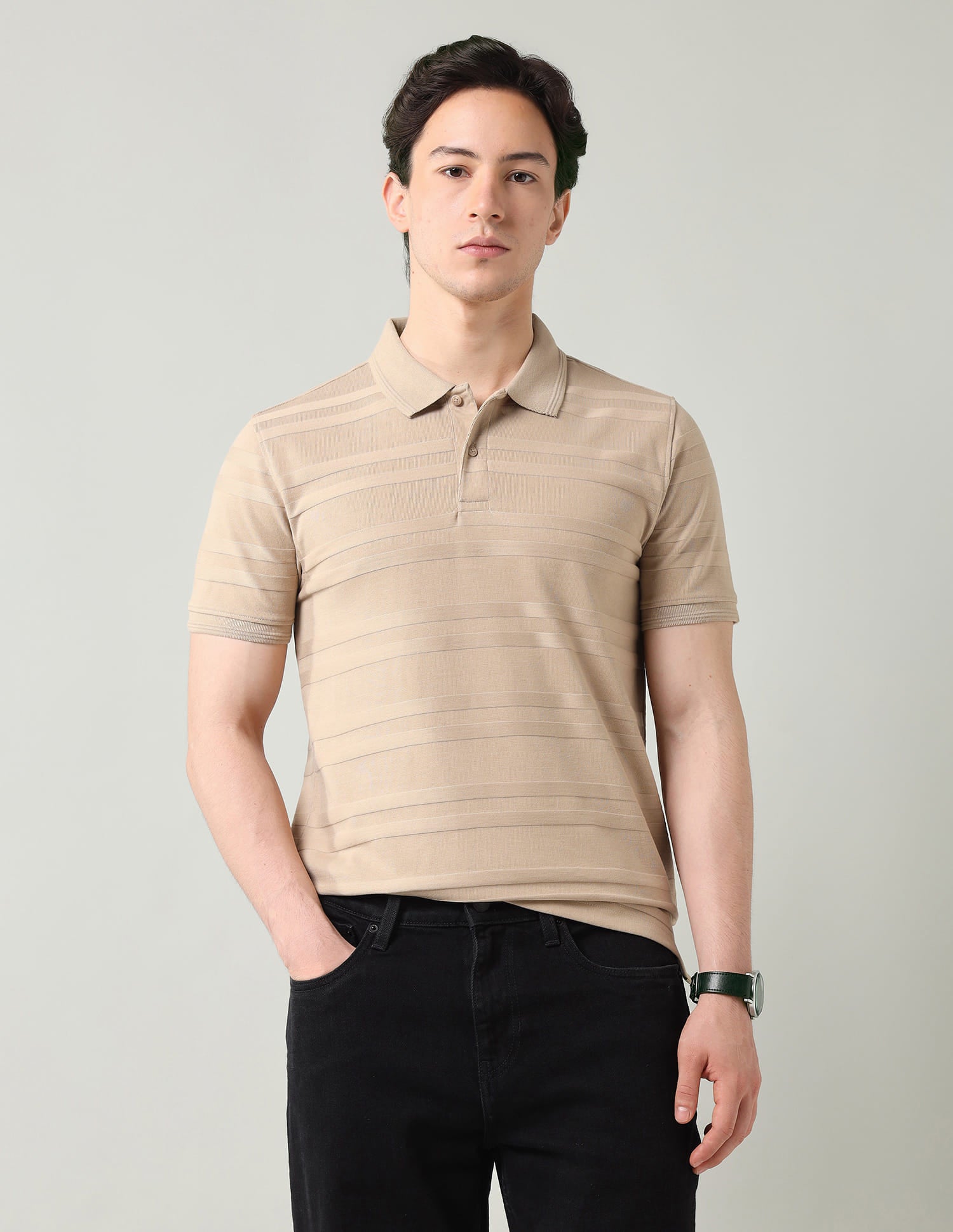 Horizontal Striped Regular Fit Polo Shirt