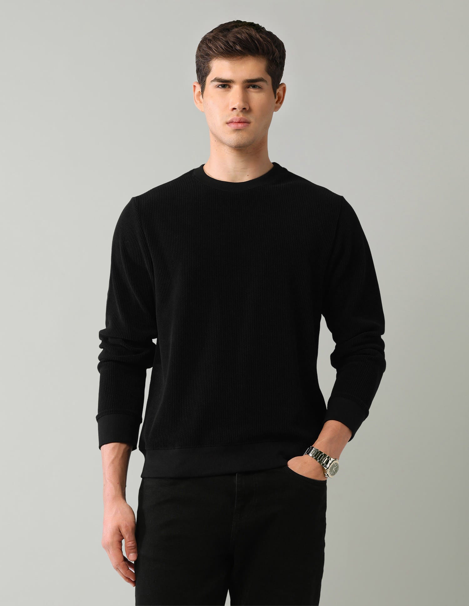 Textured Regular Fit Sweatshirt