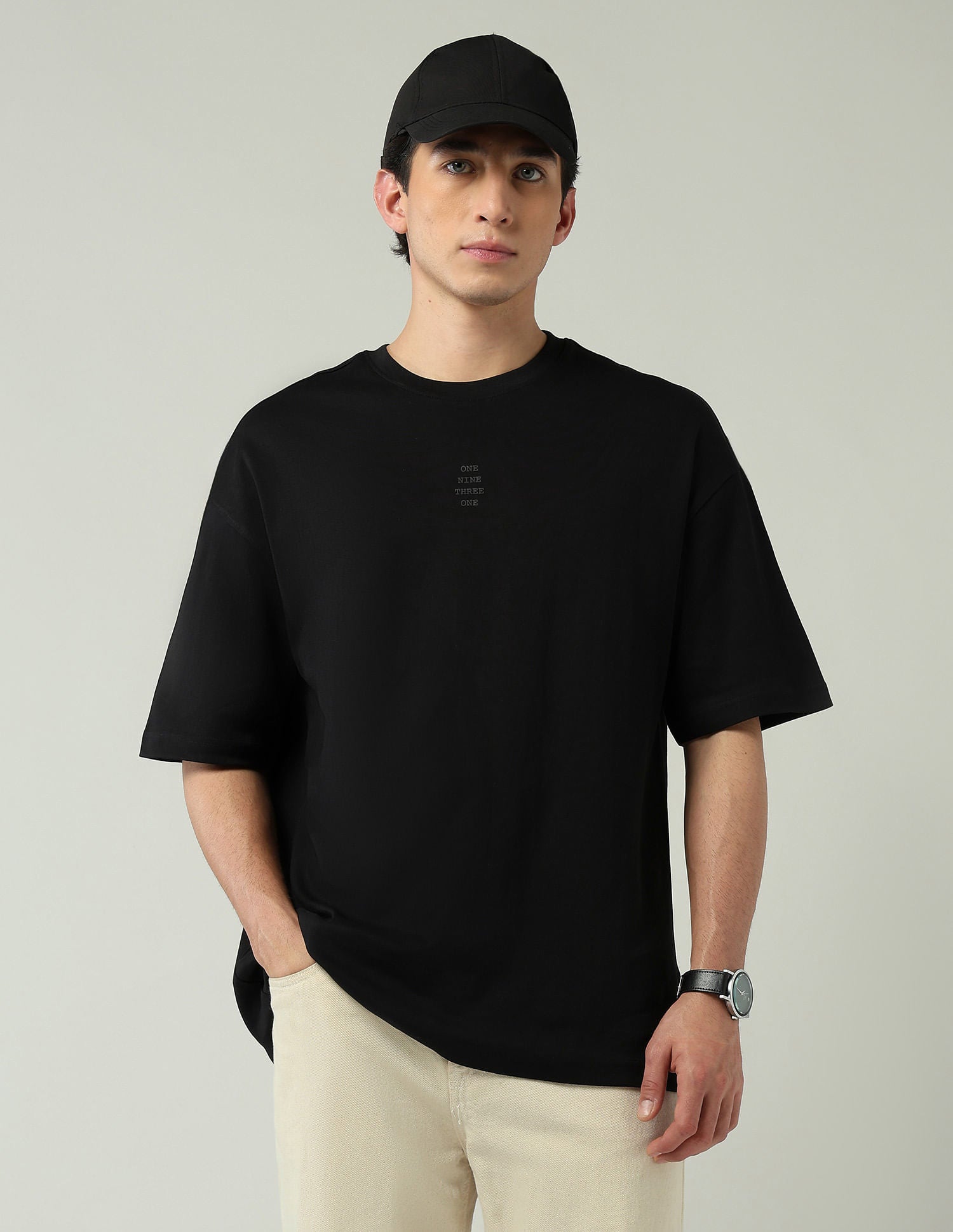 Street-Style Oversized Fit Solid T-Shirt