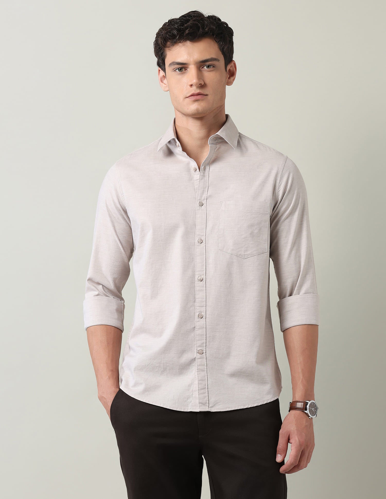 Solid Slim Fit Twill Shirt