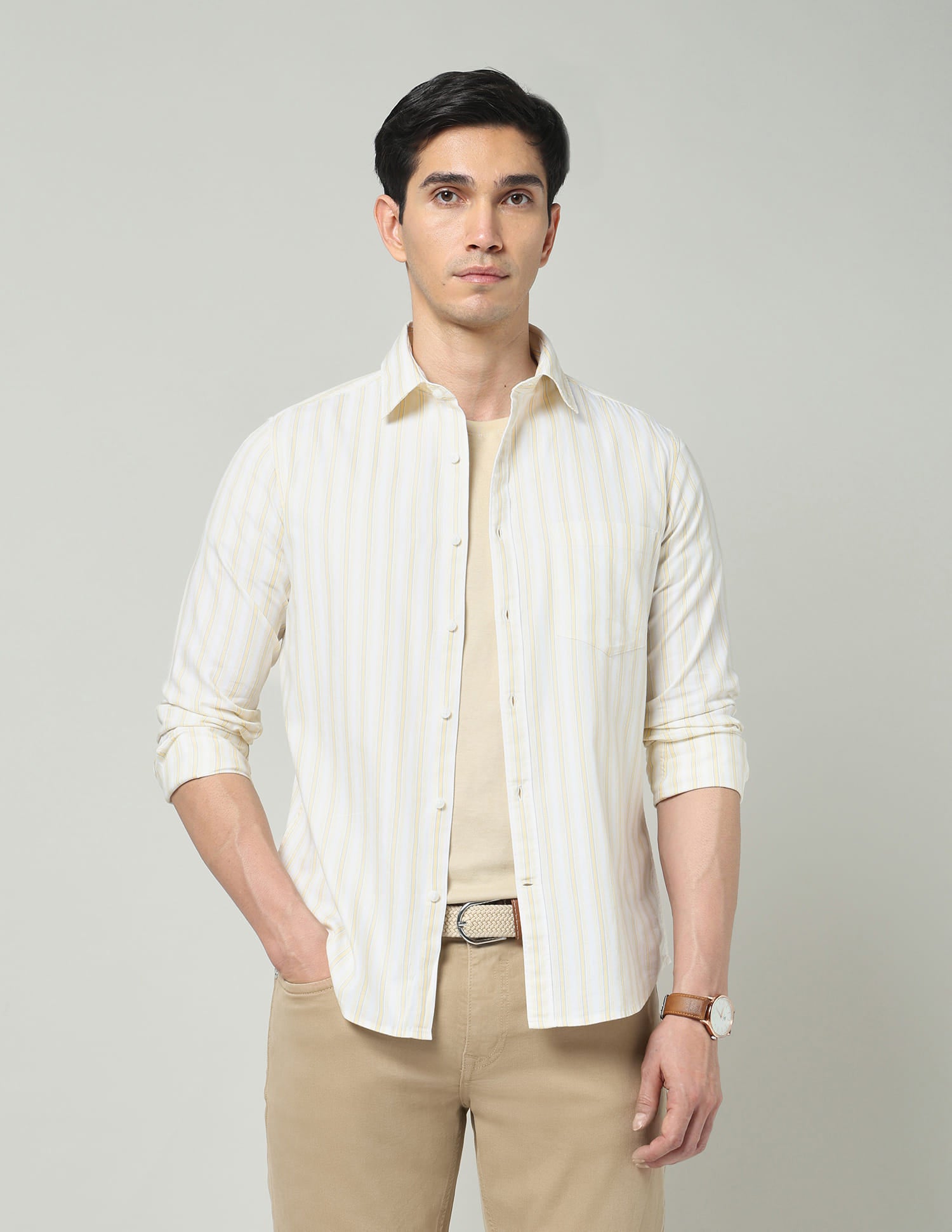 Vertical Striped Polished Twill Shirt