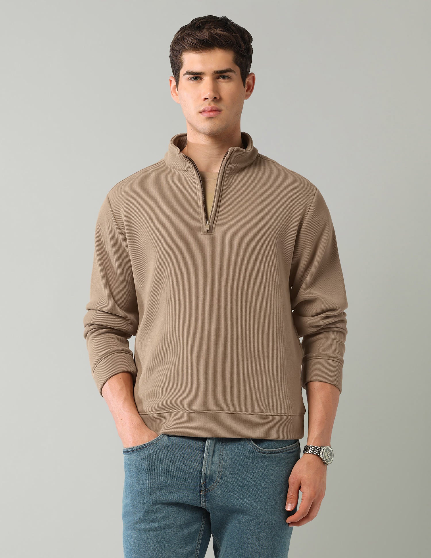 Textured Regular Fit Sweatshirt