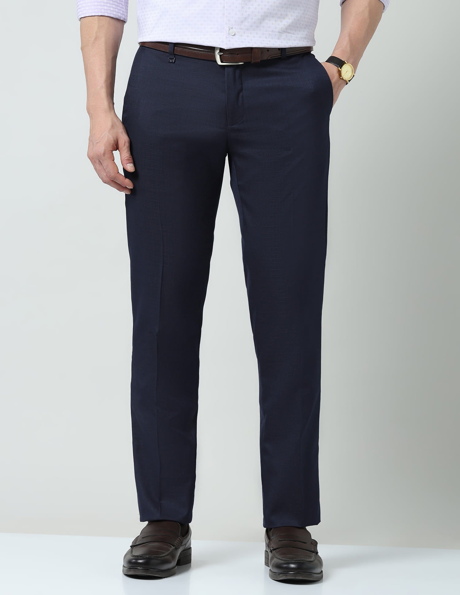 Textured Dobby Regular Fit Trousers