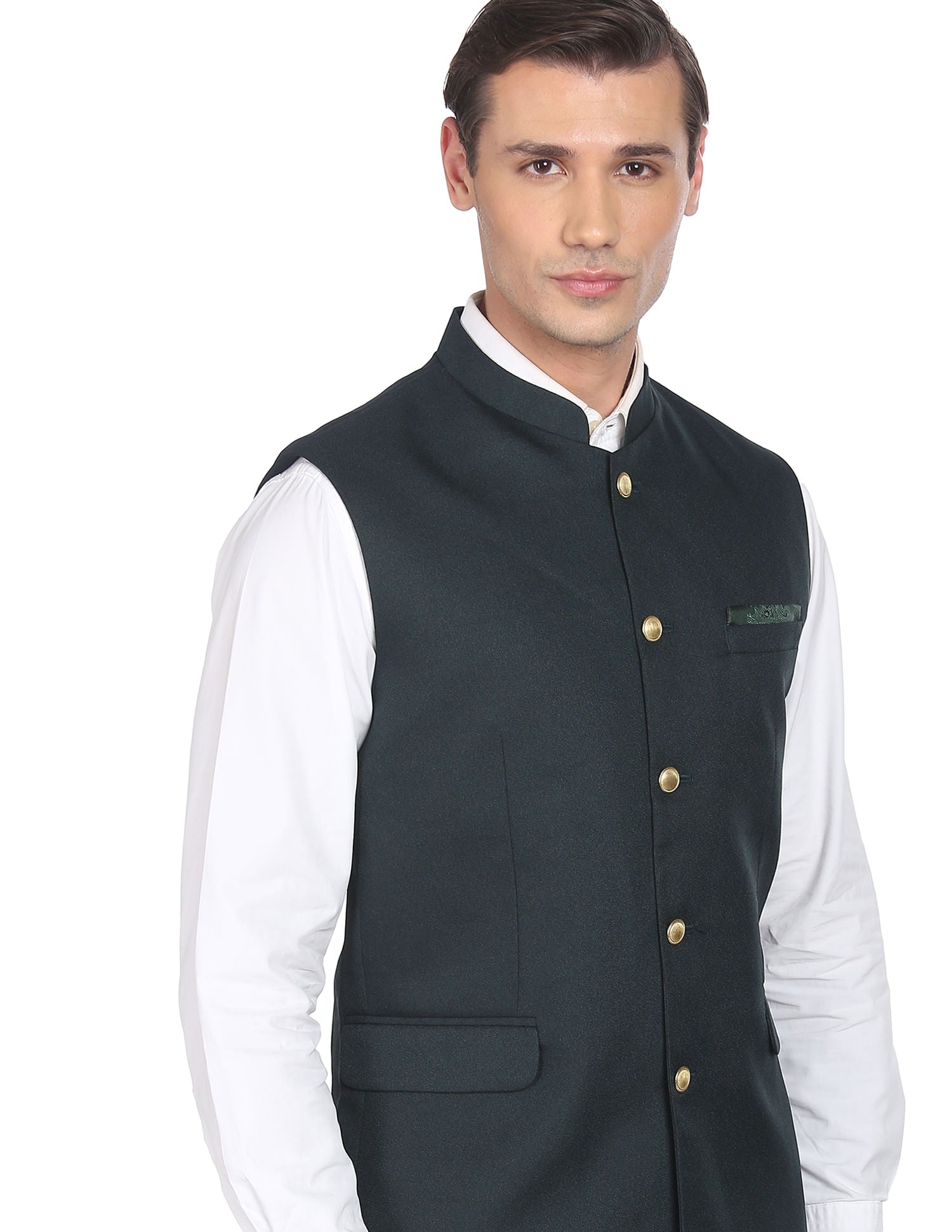 Fashion-Edged Textured Tailored Regular Fit Nehru Jacket