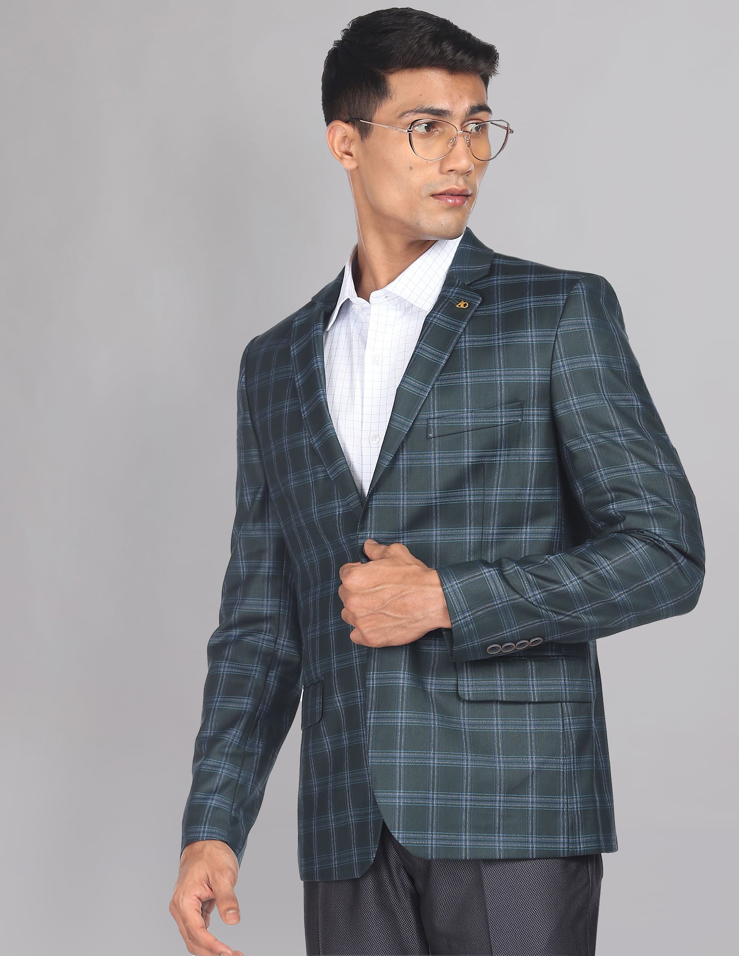 Tartan Check Twill Blazer
