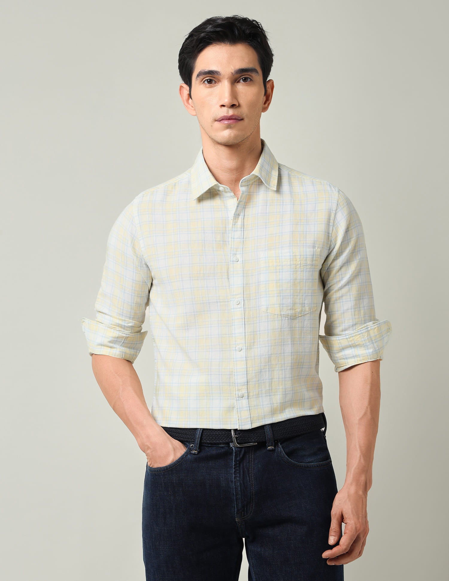Plaid Checked Slim Fit Oxford Shirt