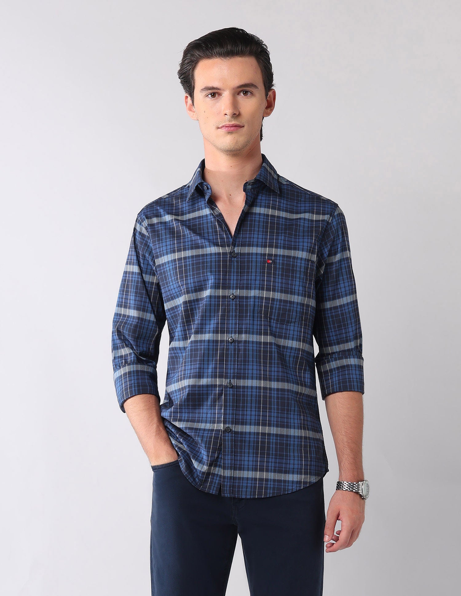 City Chronicles Modern Slim Fit Tartan Checked Shirt