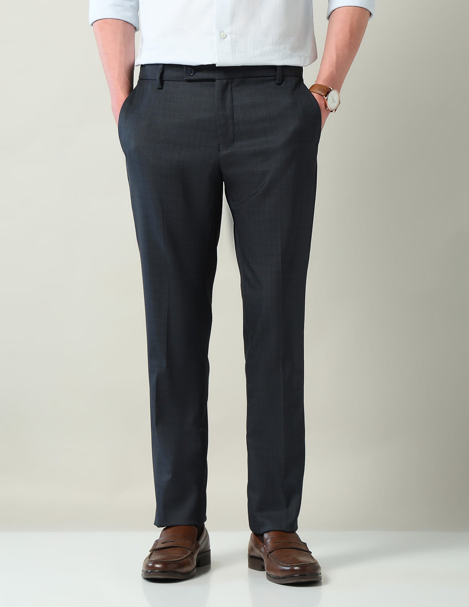 Mid Rise Regular Fit Formal Trousers