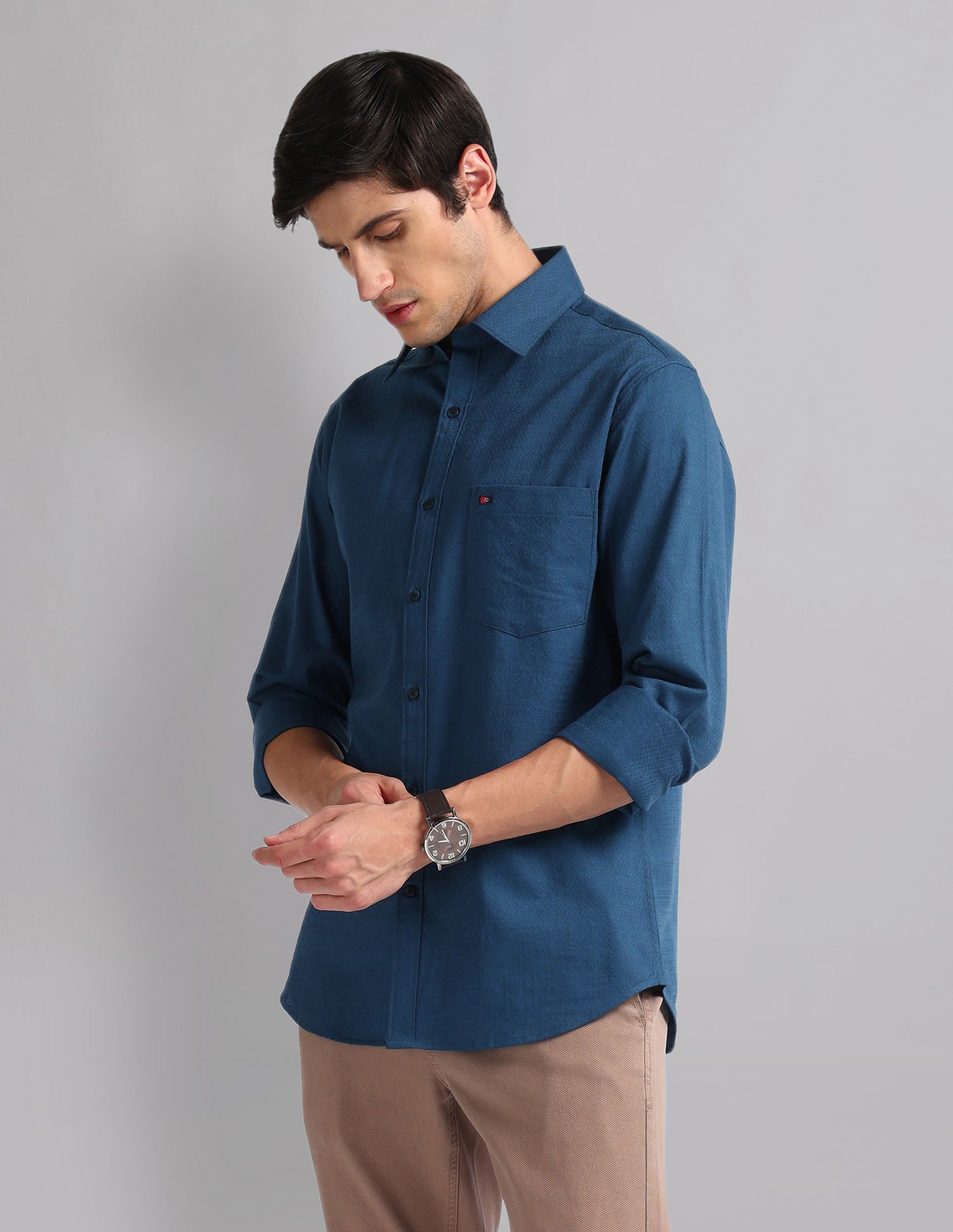 Geometric Patterned Slim Fit Shirt-4