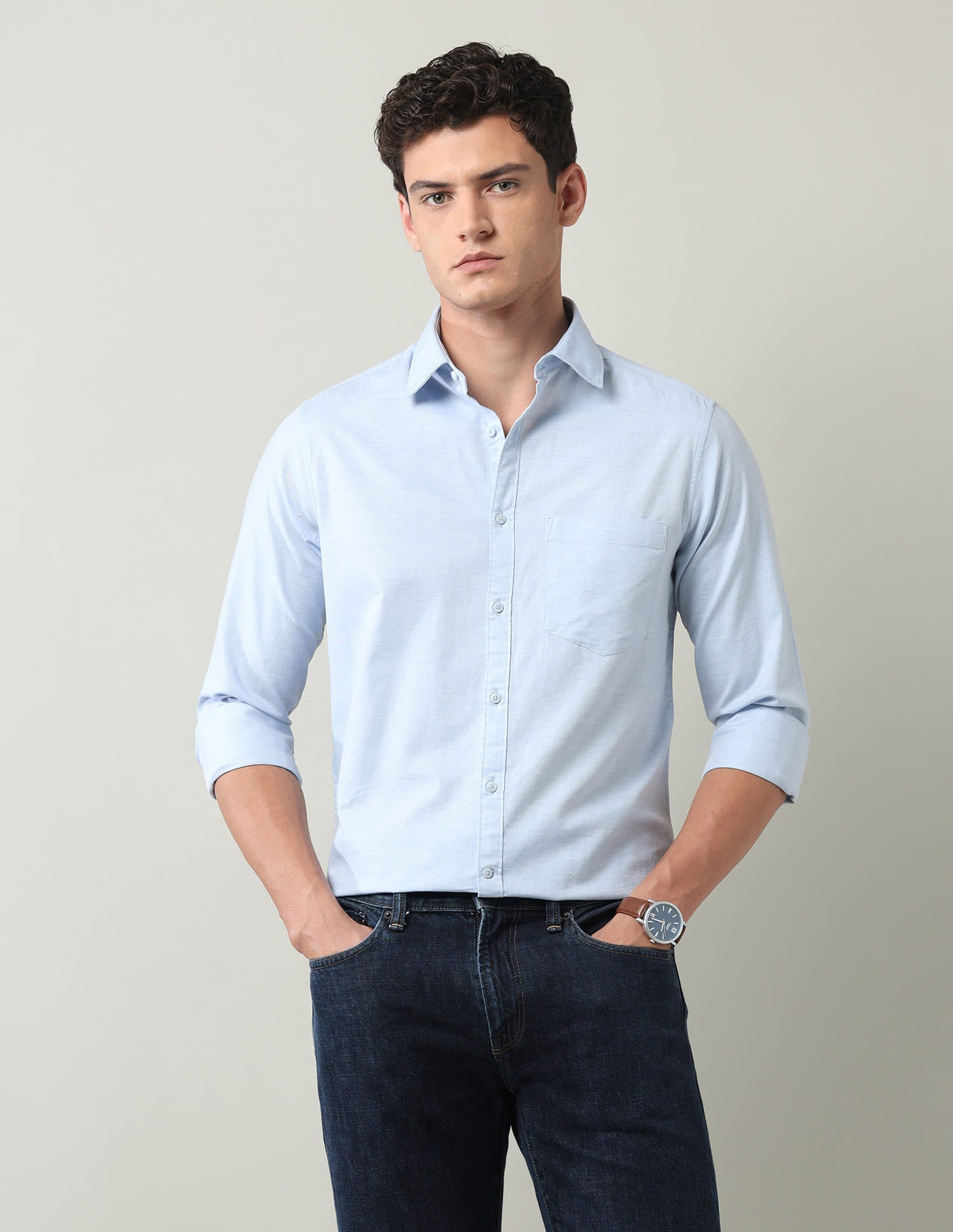 Solid Slim Fit Twill Shirt