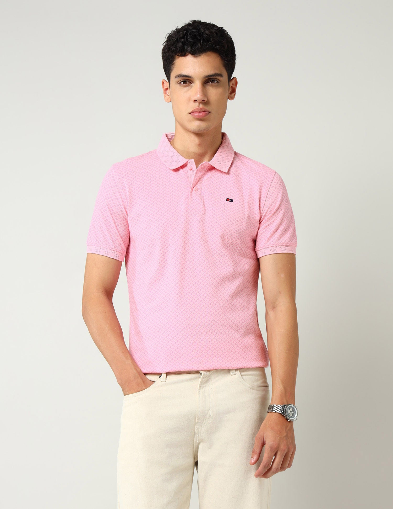 City Adventure Modern Slim Fit Geometric Printed Polo Shirt