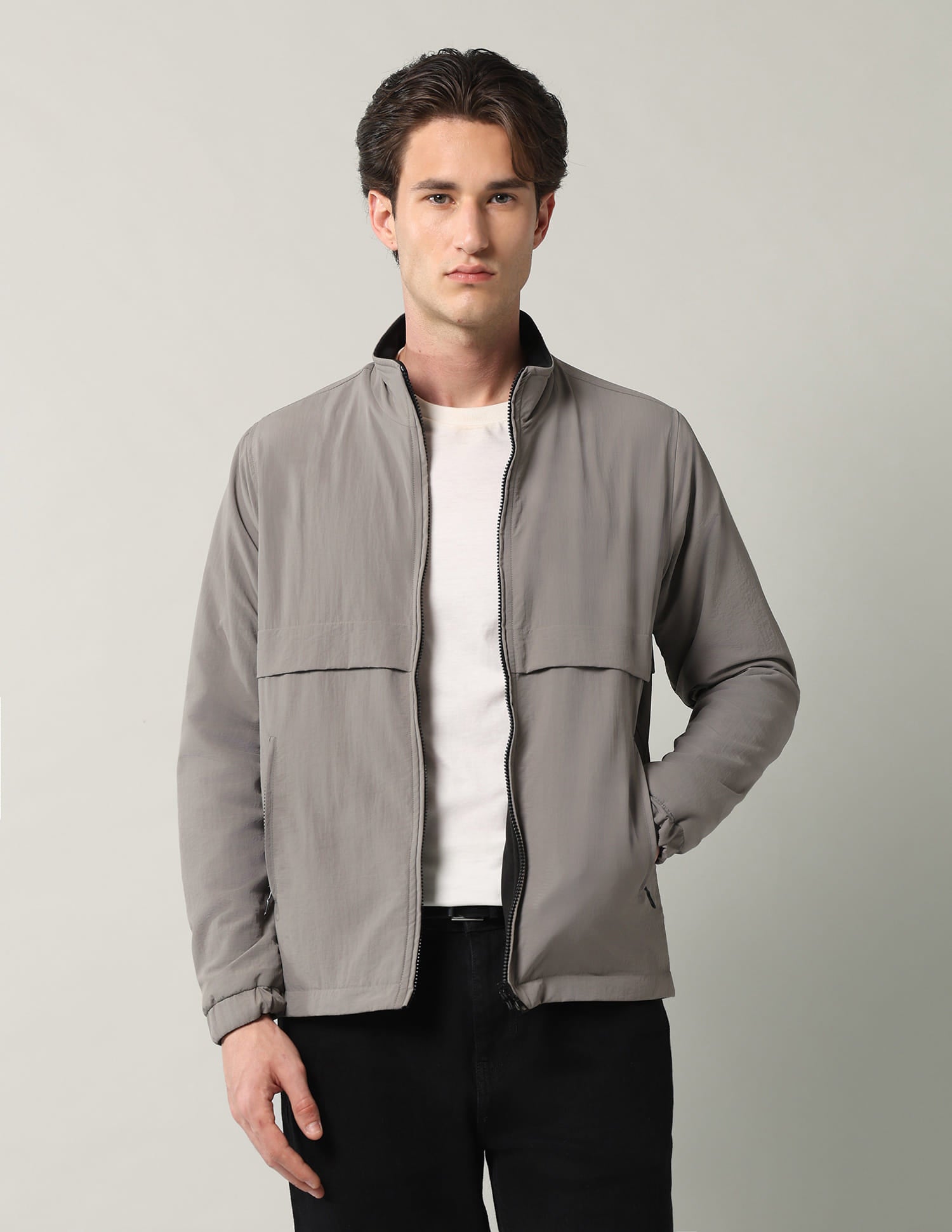 Solid Regular Fit Reversible Jacket