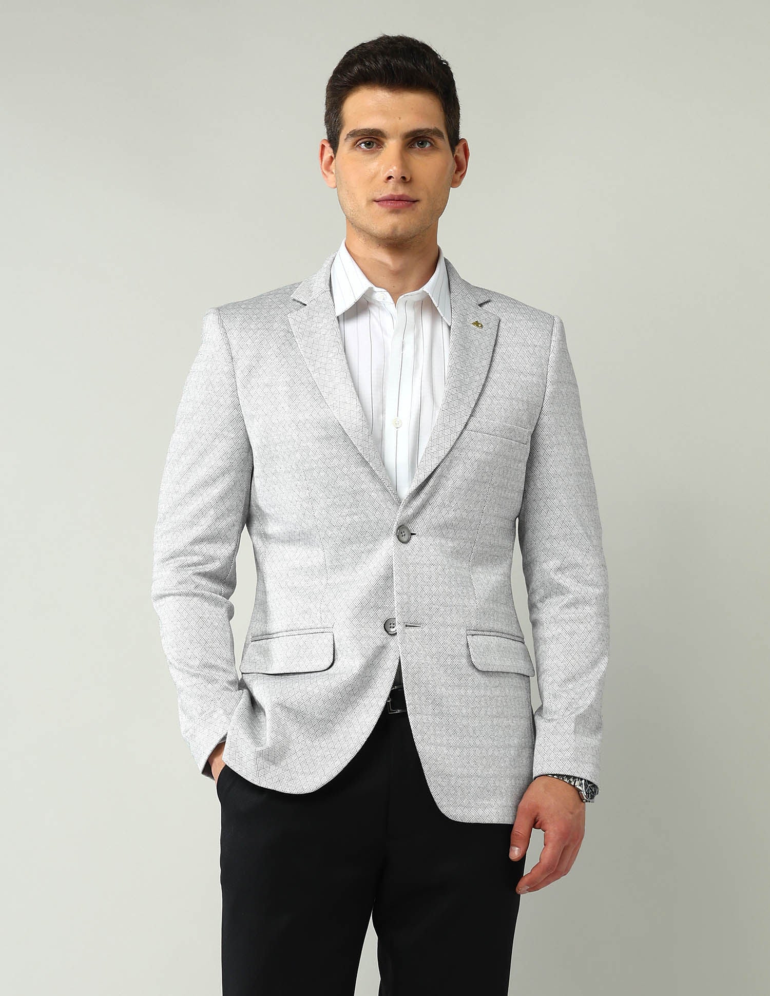 Office-Powered Tailored Fit Textured Blazer