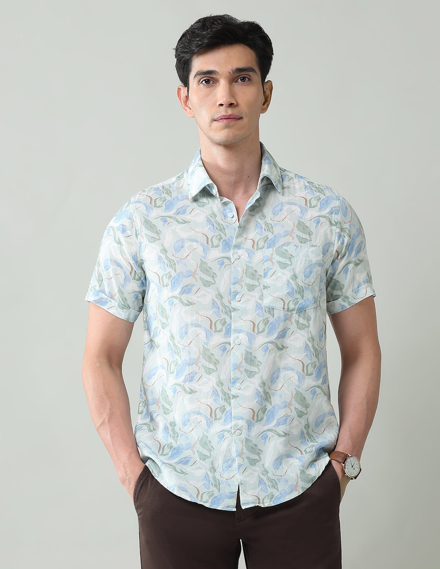 Abstract Printed Slim Fit Twill Shirt