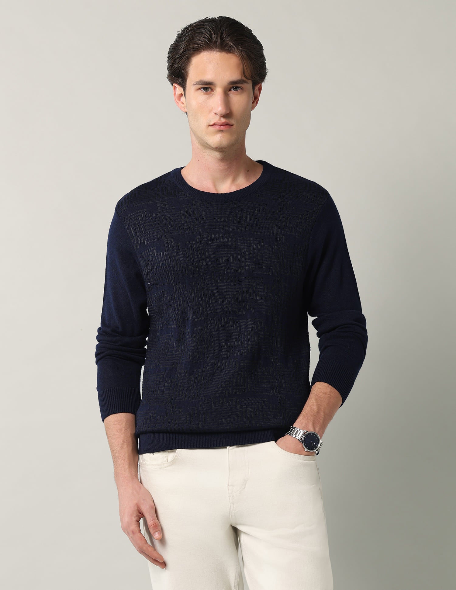 Geometric-Patterned-Regular-Fit-Sweater
