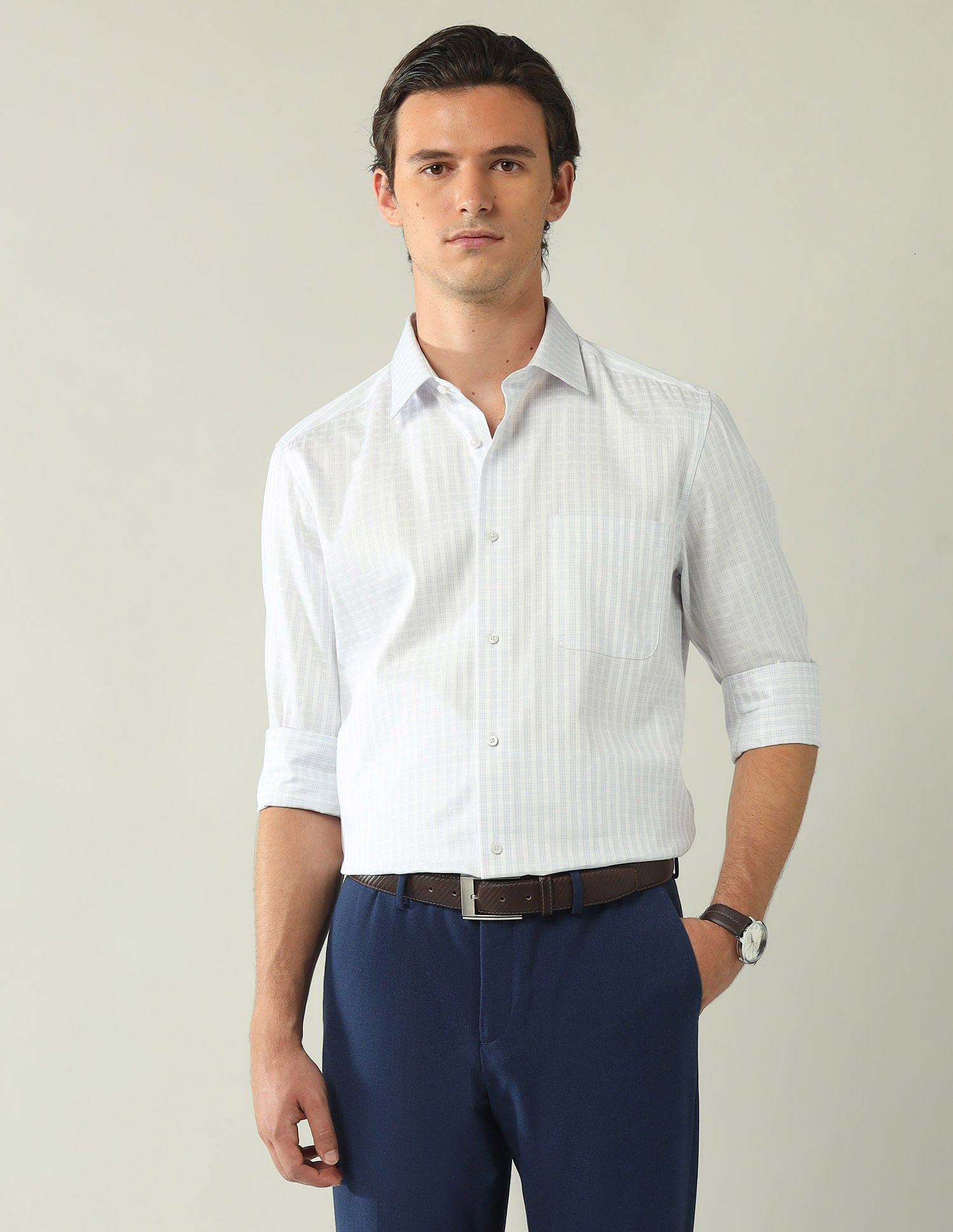 Wardrobe-Coded Regular Fit Vertical Striped Shirt