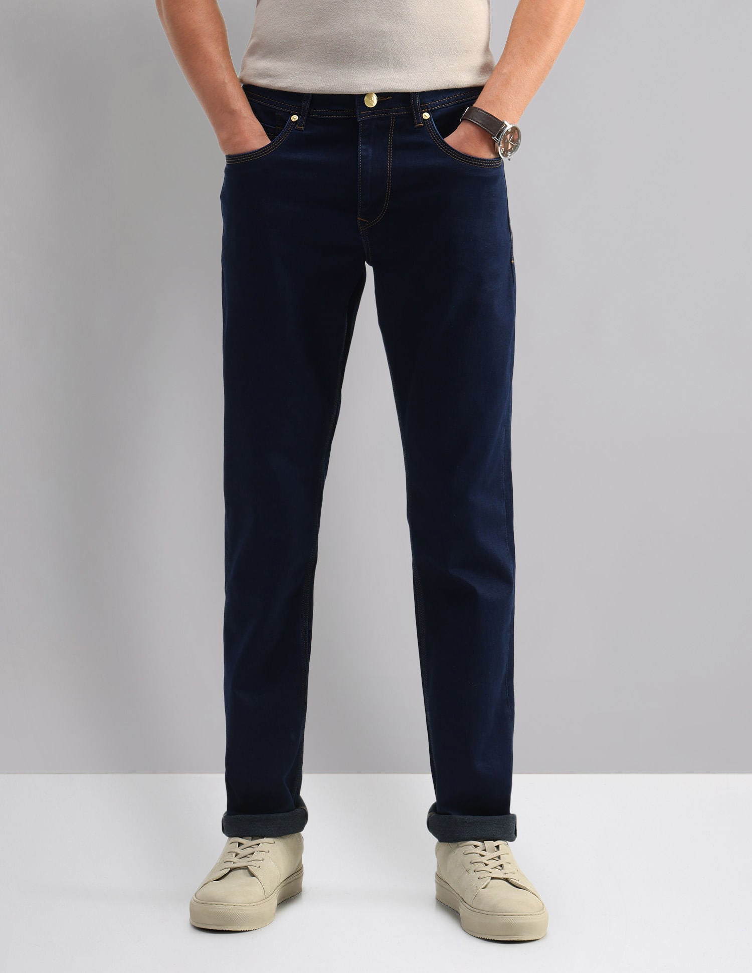 Easy-on slim Fit Mid Rise Jeans